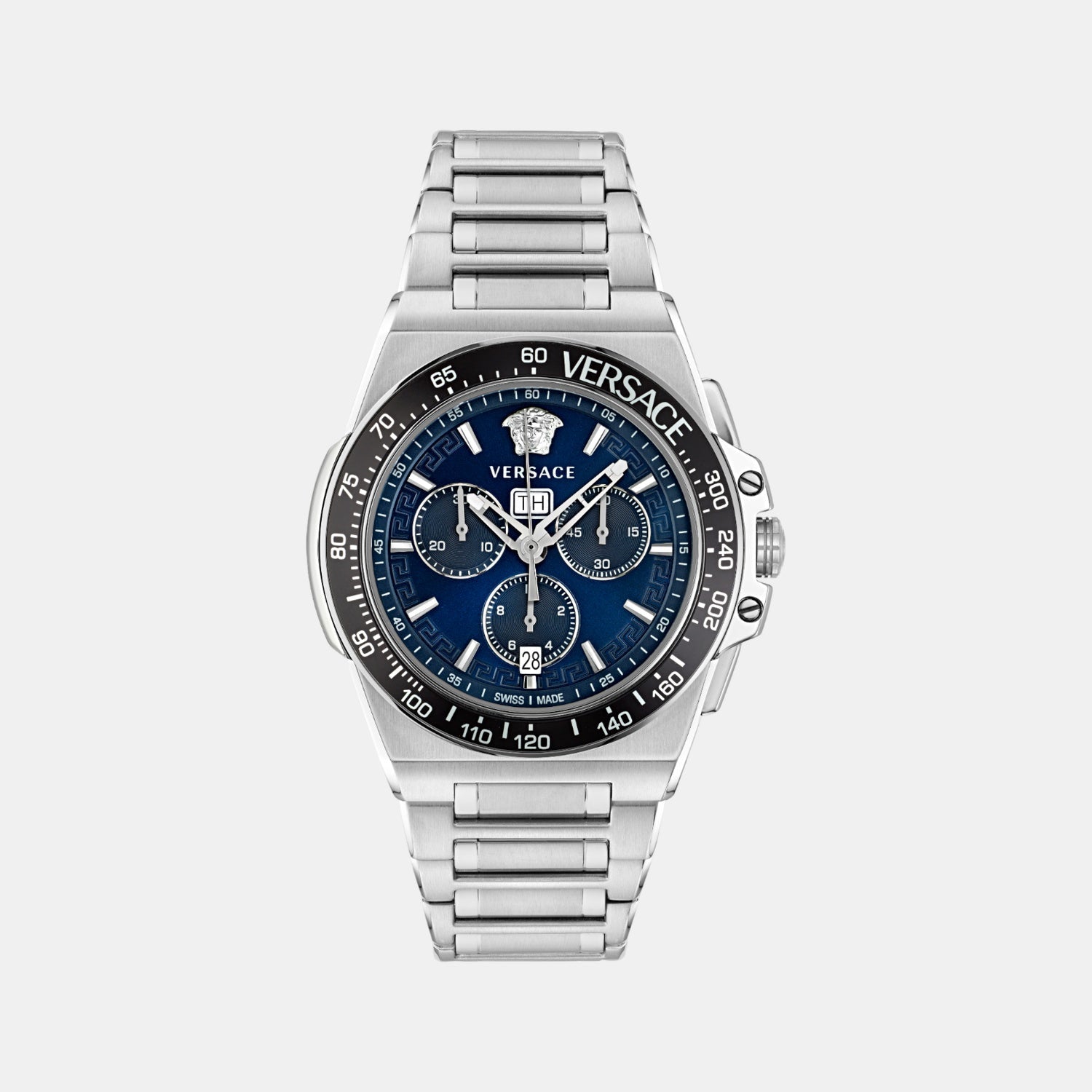 Versace Greca Extreme Men Quartz Blue Dial Chronograph Stainless Steel Watch VE7H00423