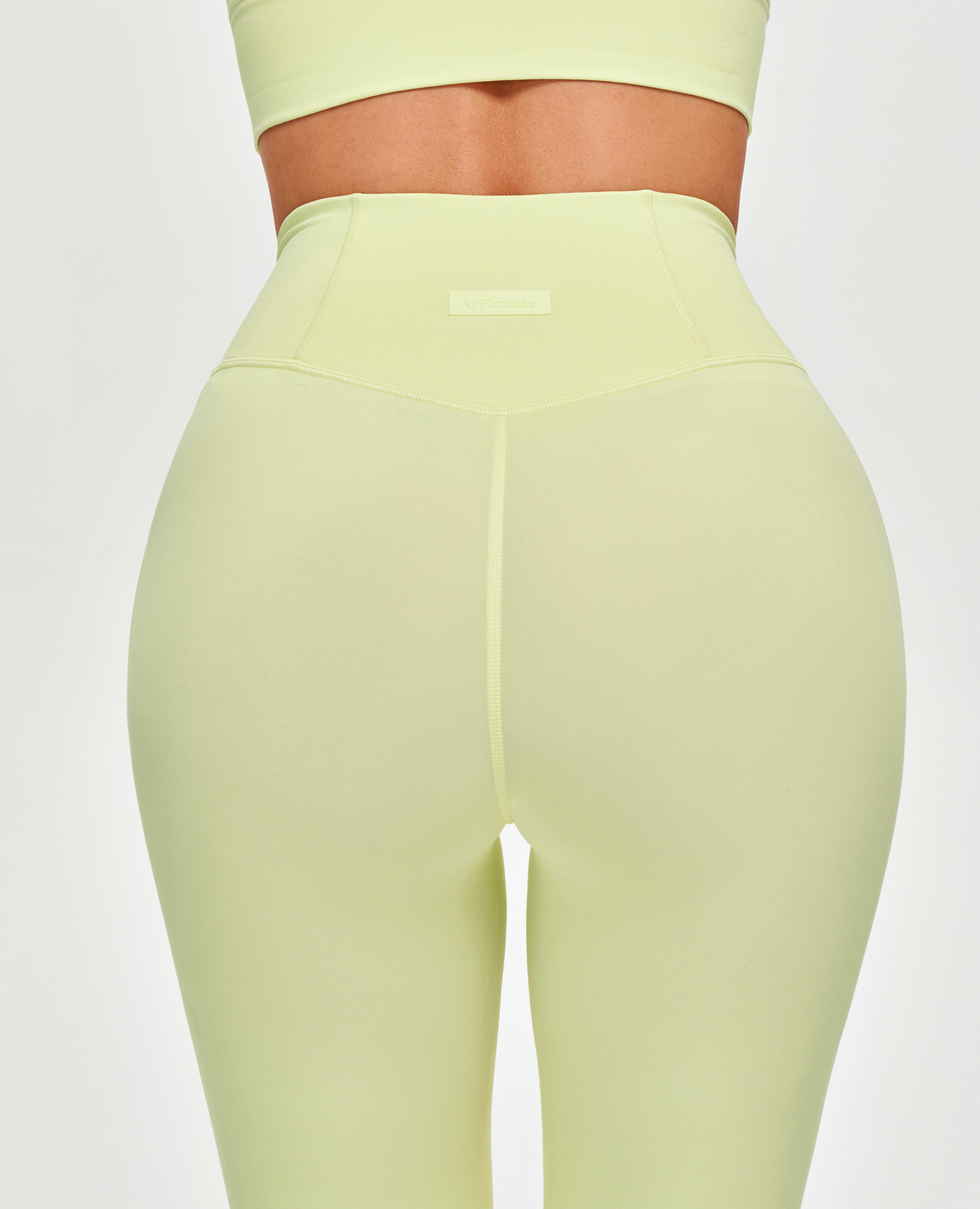 FIRM ABS High Waisted Workout Leggings - Light Yellow - view 4