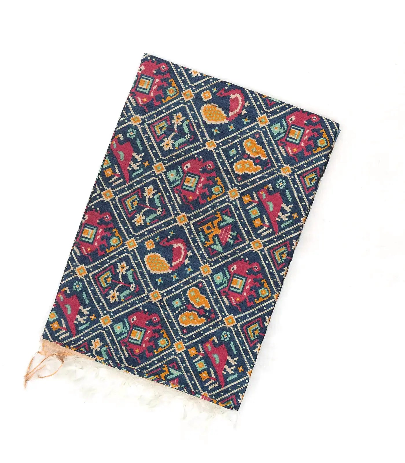 RmKV Dark Grey Handwoven Tussar Silk Saree With Ikat Printed Motifs