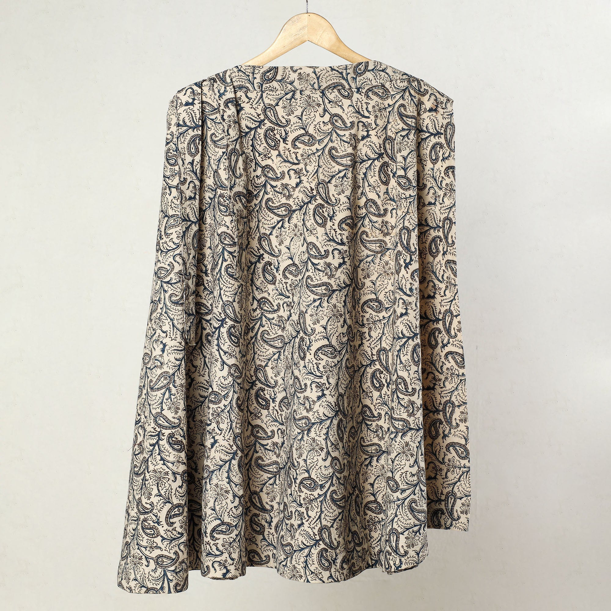 NOORI BAZAR Beige - Kalamkari Block Printed Cotton Wrap Around Skirt 14
