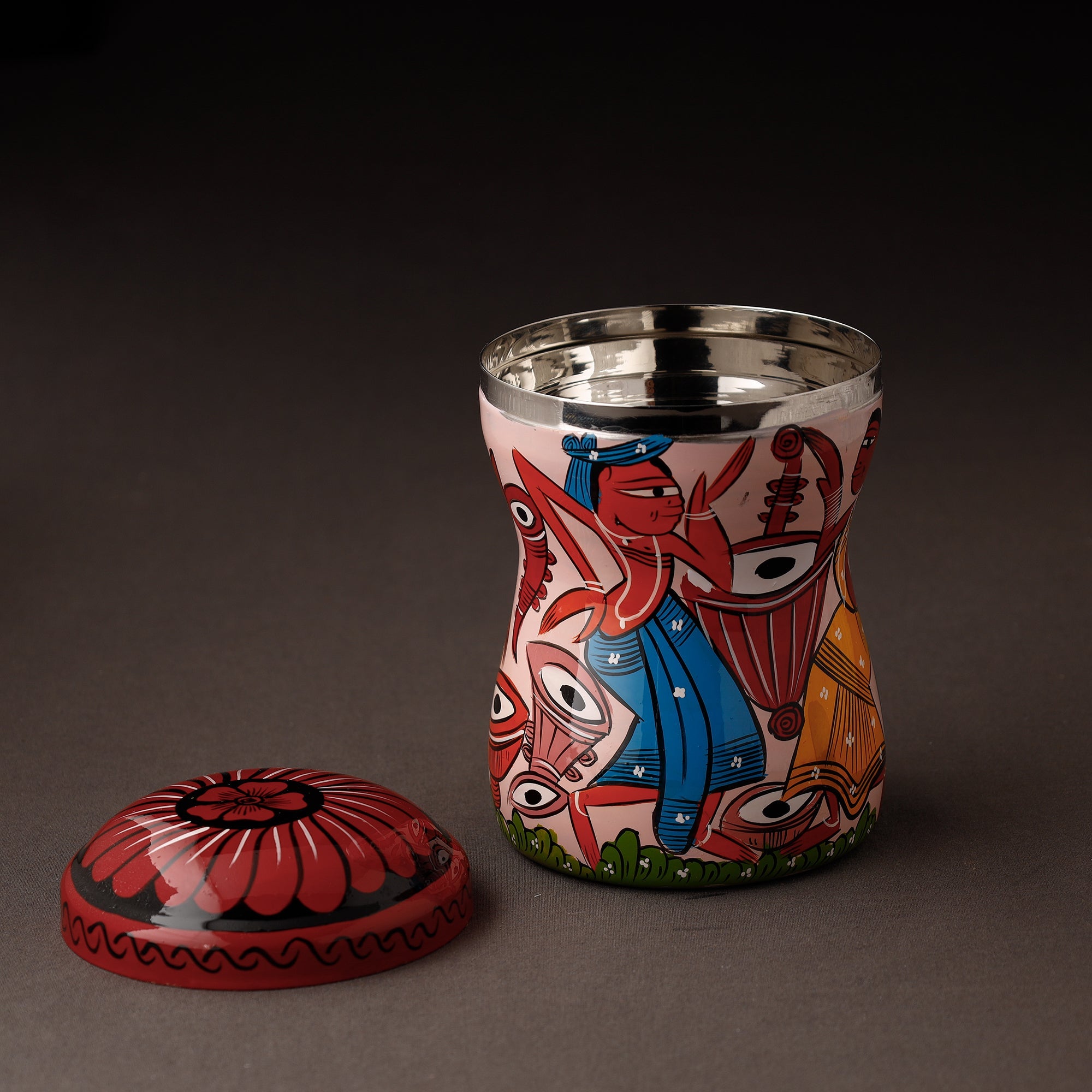 AAYAAS Bengal Patua Handpainted Stainless Steel Multi Utility Container - view 2