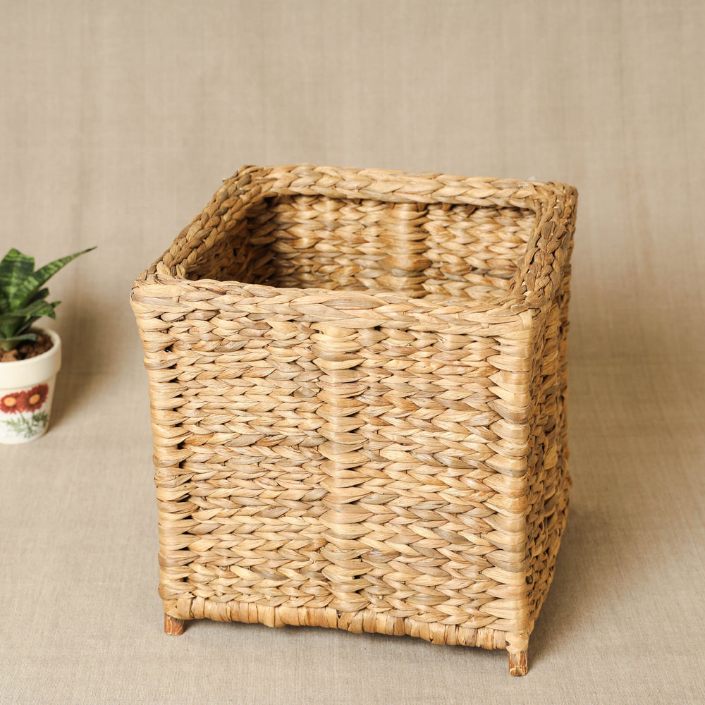 ITOKRI CRAFTS INITIATIVE Beige - Handmade Organic Water Hyacinth Storage Basket from Assam