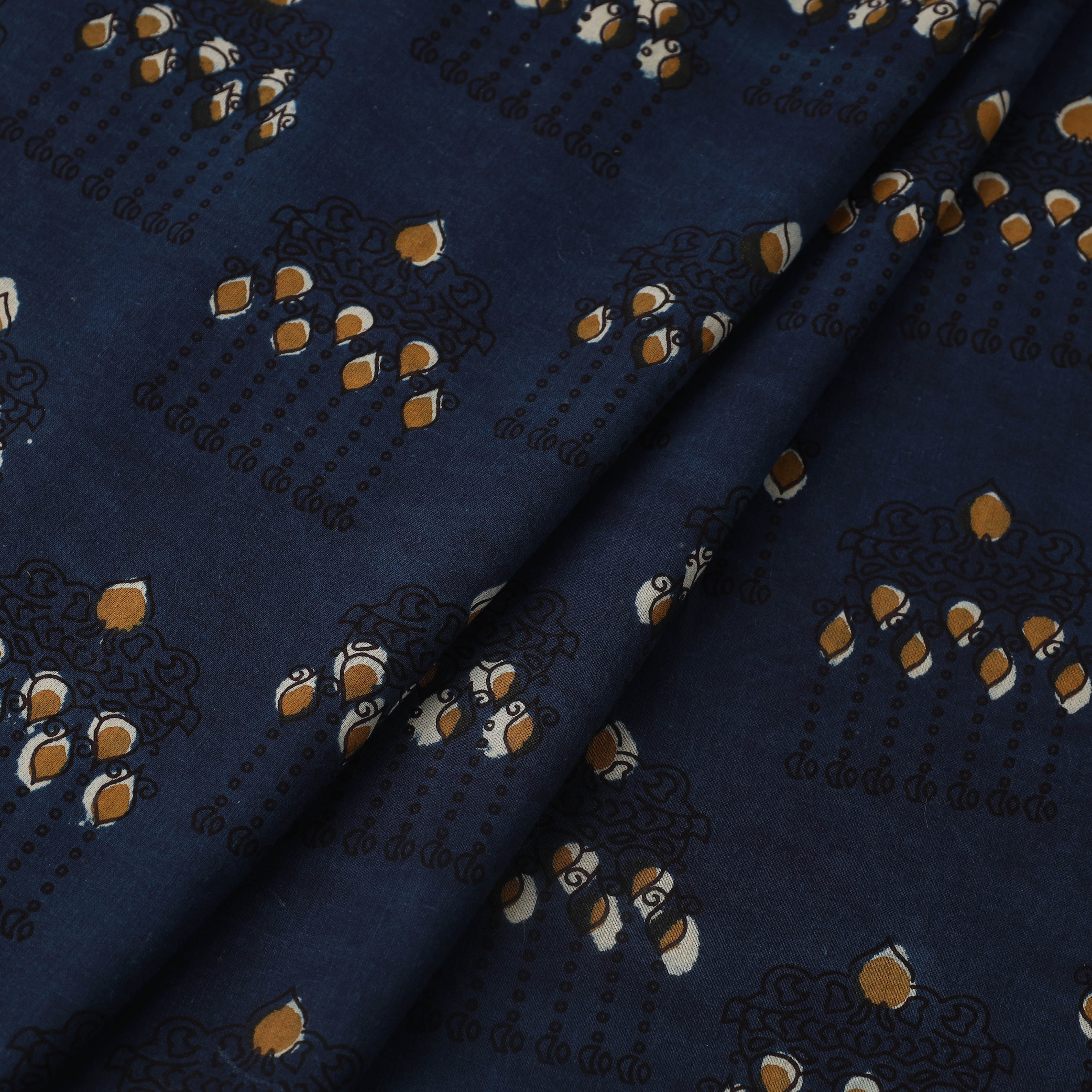 ARTISAN HAND BLOCK PRINTS Blue - Block Print Cotton Jahota Fabric 36 - view 2