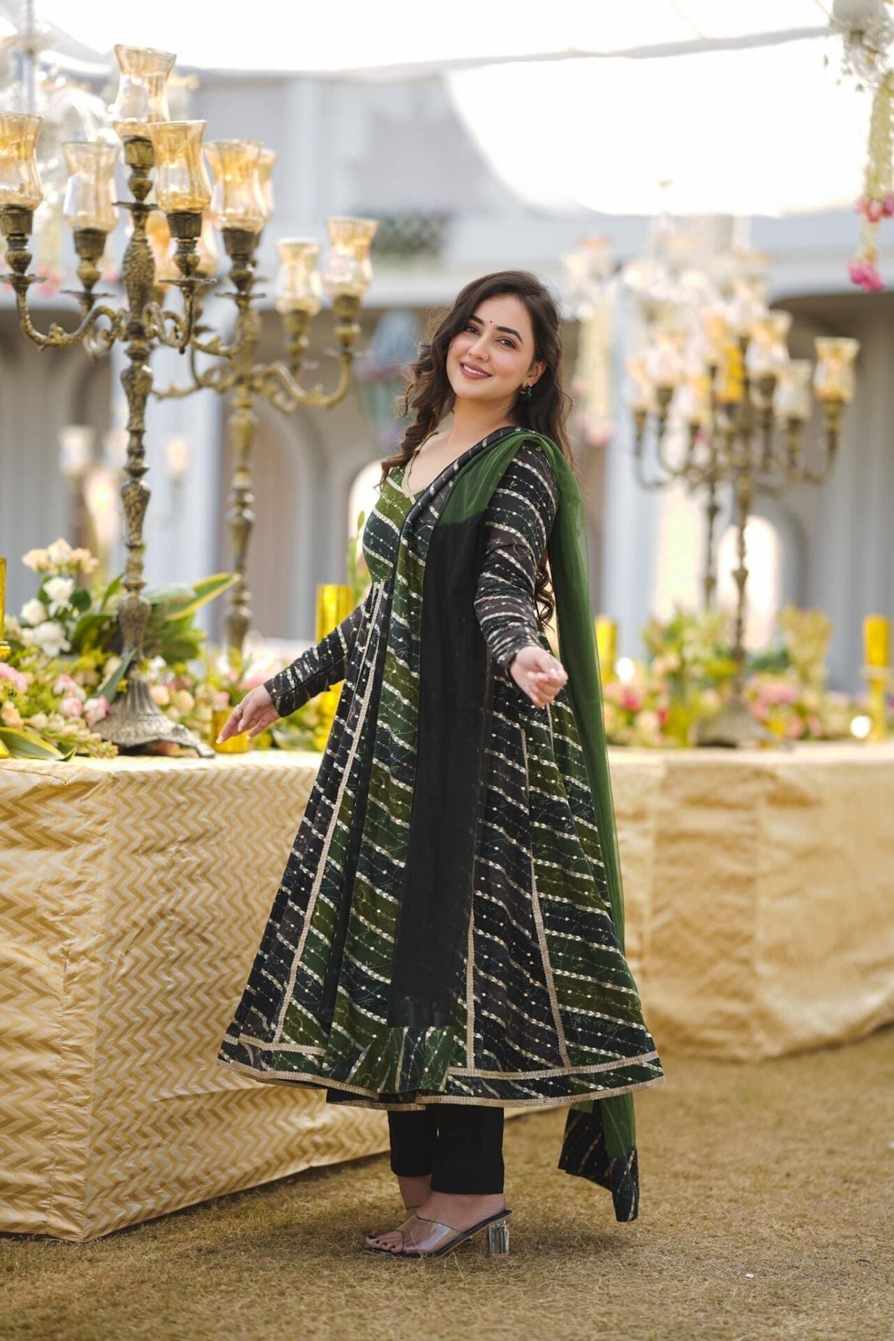 Idaho-o Sitara green rayon suit set - view 2
