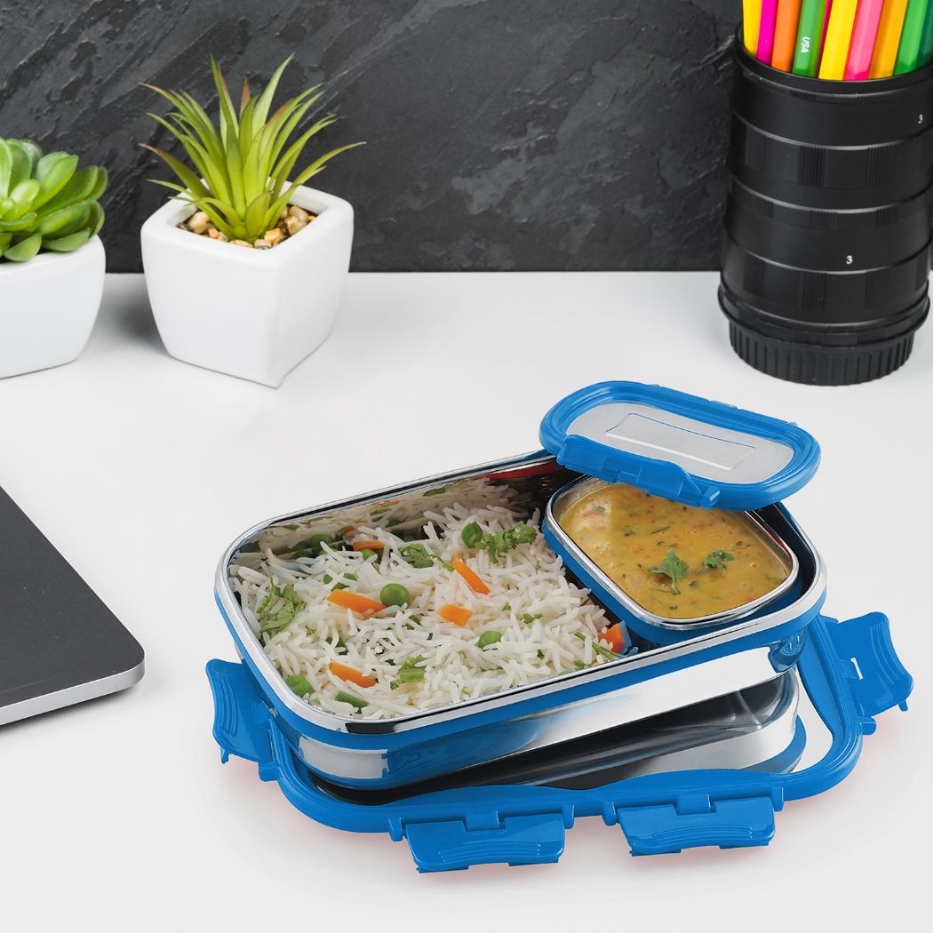Cello Click It Stainless Steel Lunch Box, Big