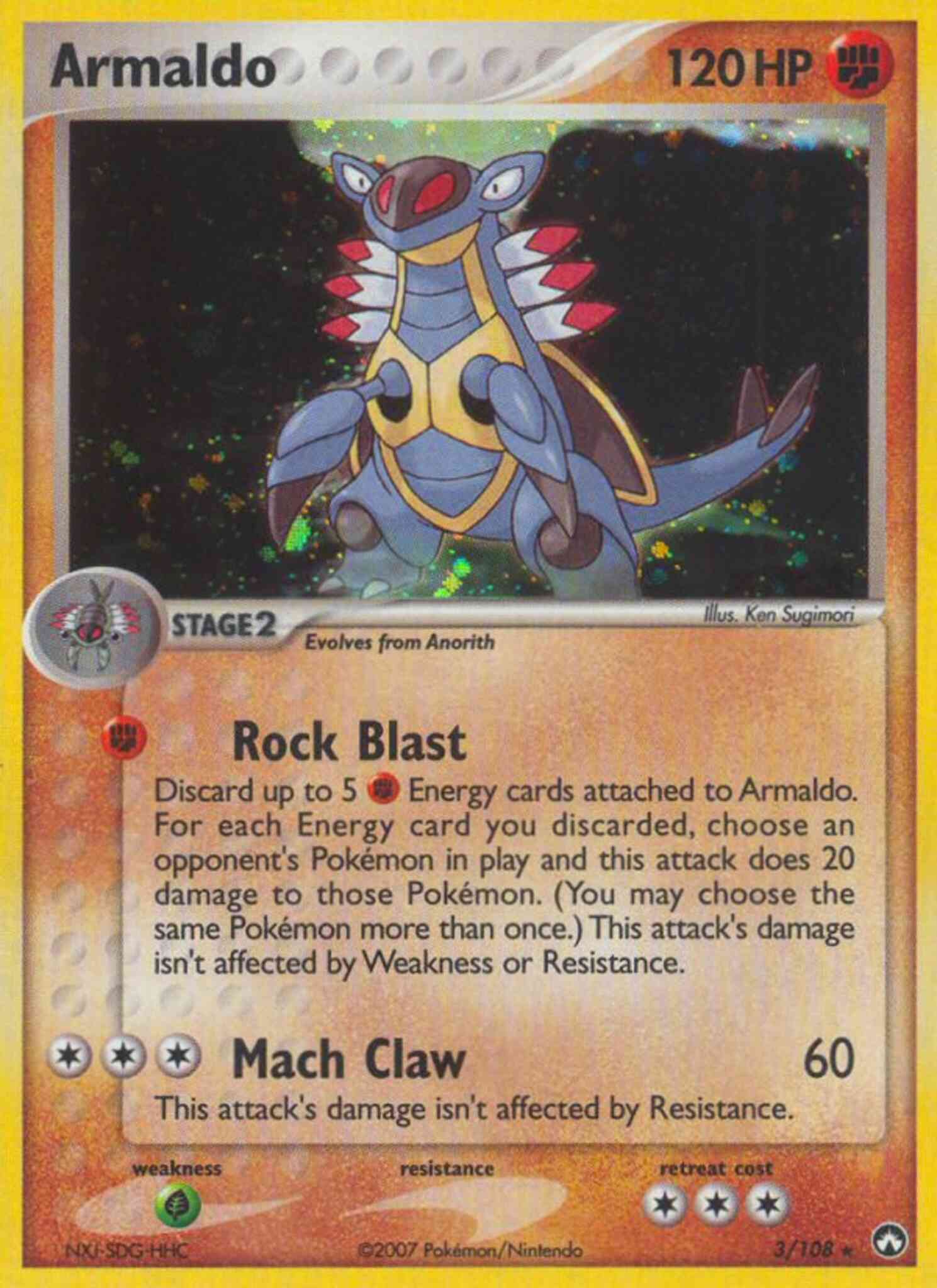 Rare holo ex16-3 – Pokémon Armaldo - 3/108 - Rare Holo [ex16-3] [Holo]