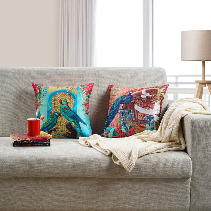 Swayam India Digital Printed Dupion Cushion Covers-5263