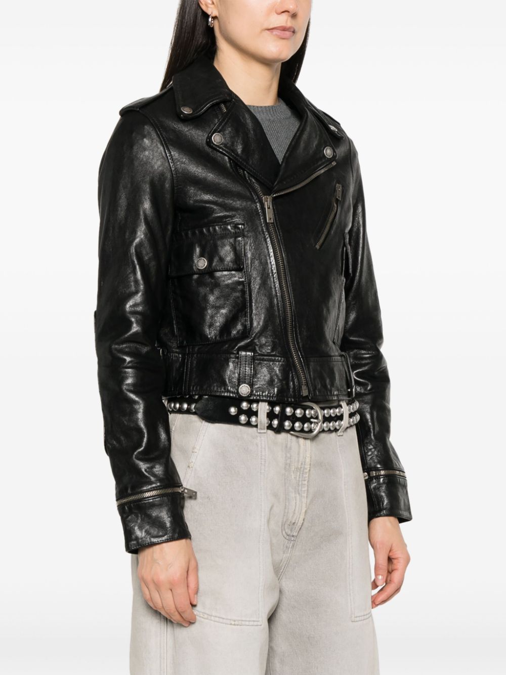 Golden Goose leather jacket with shiny effect - view 3