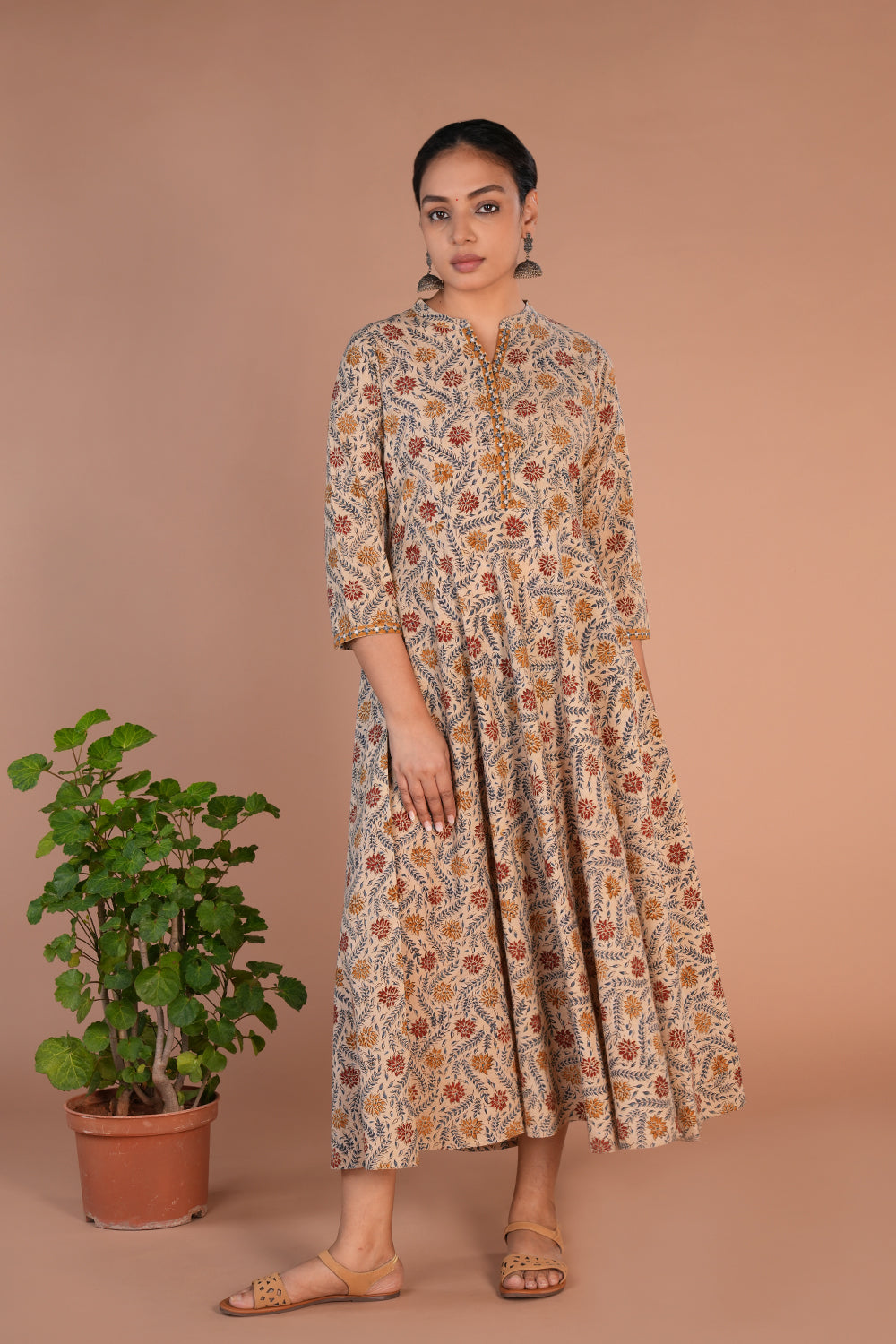 Kalanjali Ethnics Kalamkari handblock printed long dress - view 2