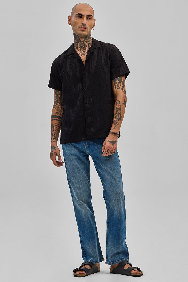SNITCH Black Textured Box Fit Shirt - view 3