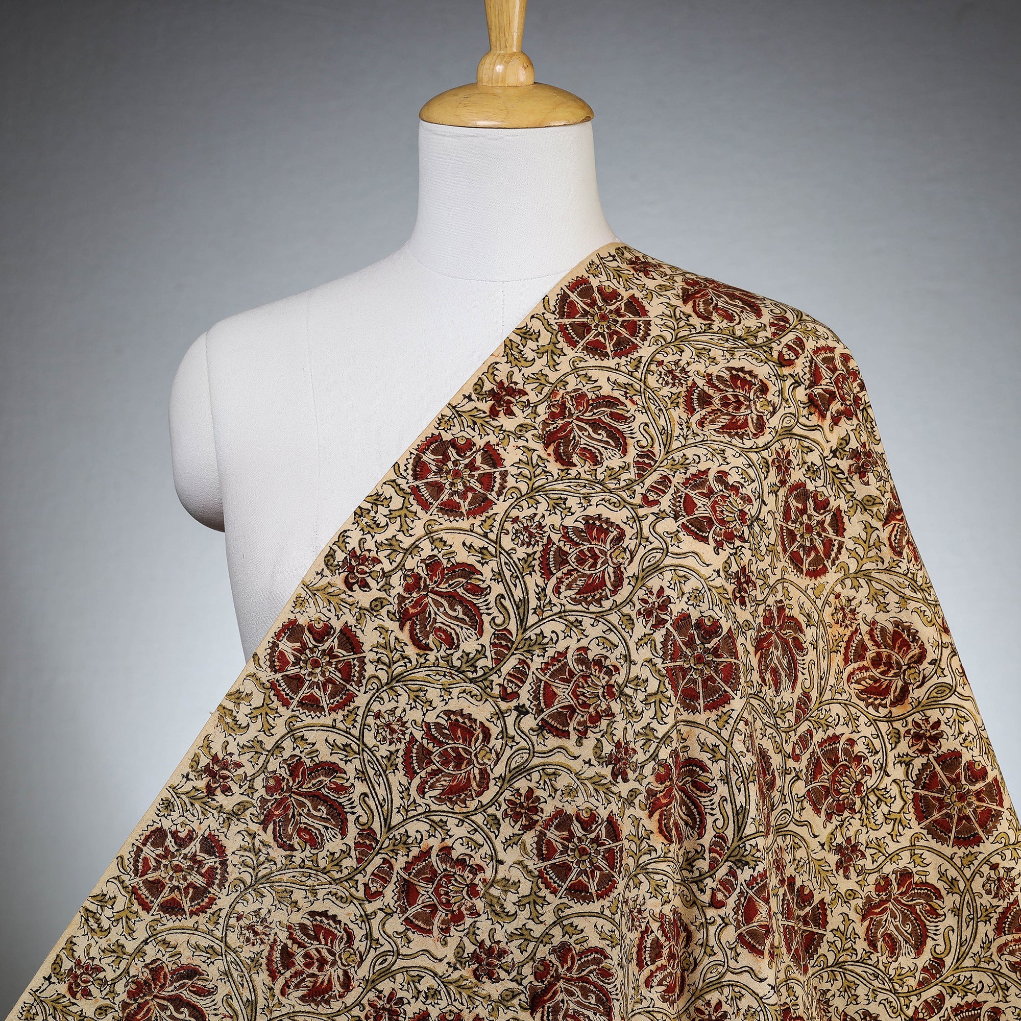 PITCHUKA SRINIVAS KALAMKARI PEDANA Beige - Pedana Kalamkari Block Printed Cotton Fabric