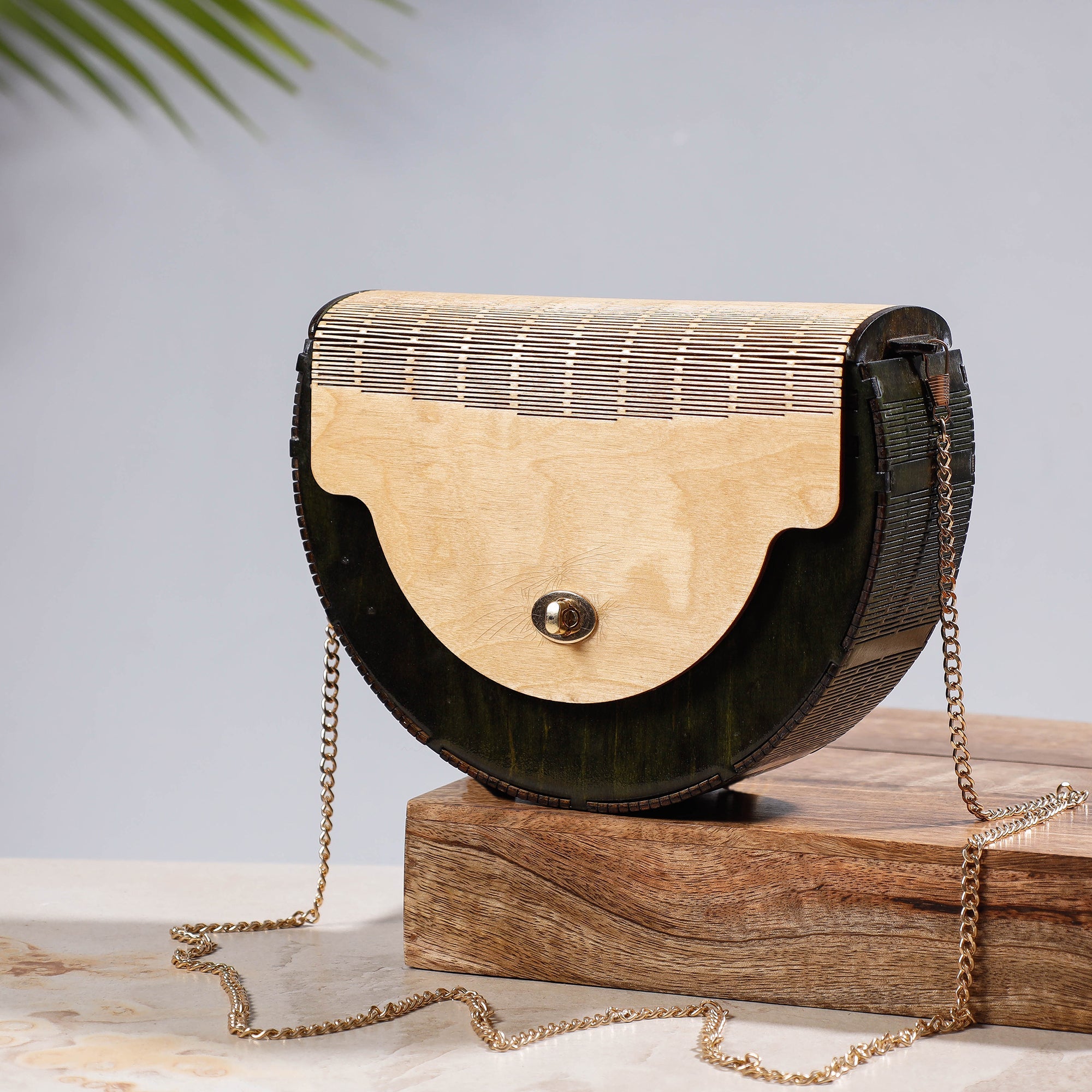 NABARD - ARTISAN CONNECT Black - Handcrafted Birch Wooden Sling Bag