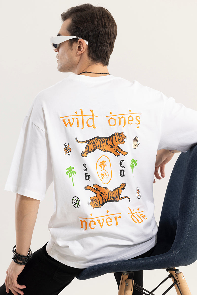 SNITCH Wild Ones Never Die White Oversized T-Shirt