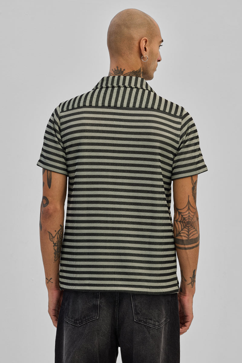SNITCH Light Green Textured Stripes Shirt - view 7