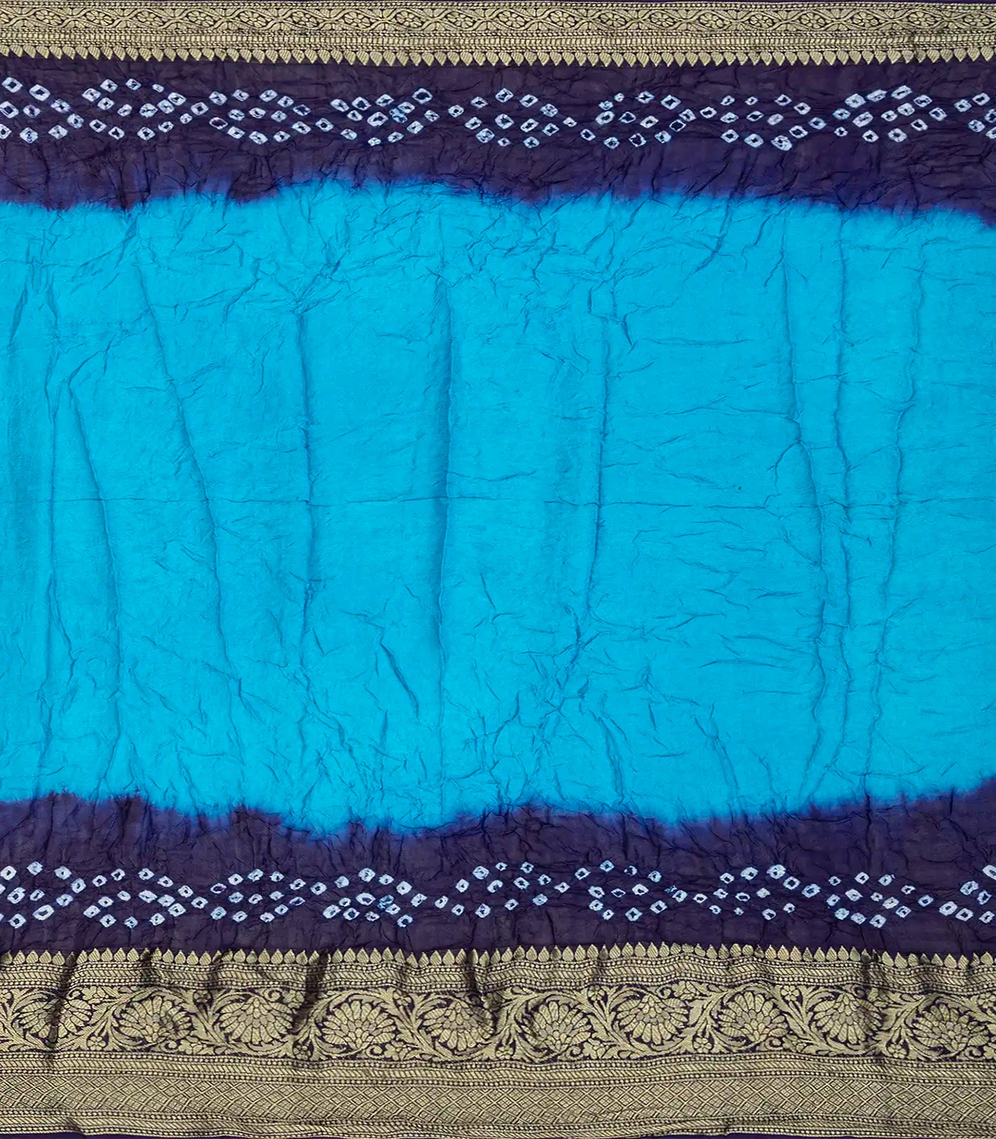 RmKV Light Blue Woven Blended Bandhej Saree With Floral Motifs-Light Blue - view 4