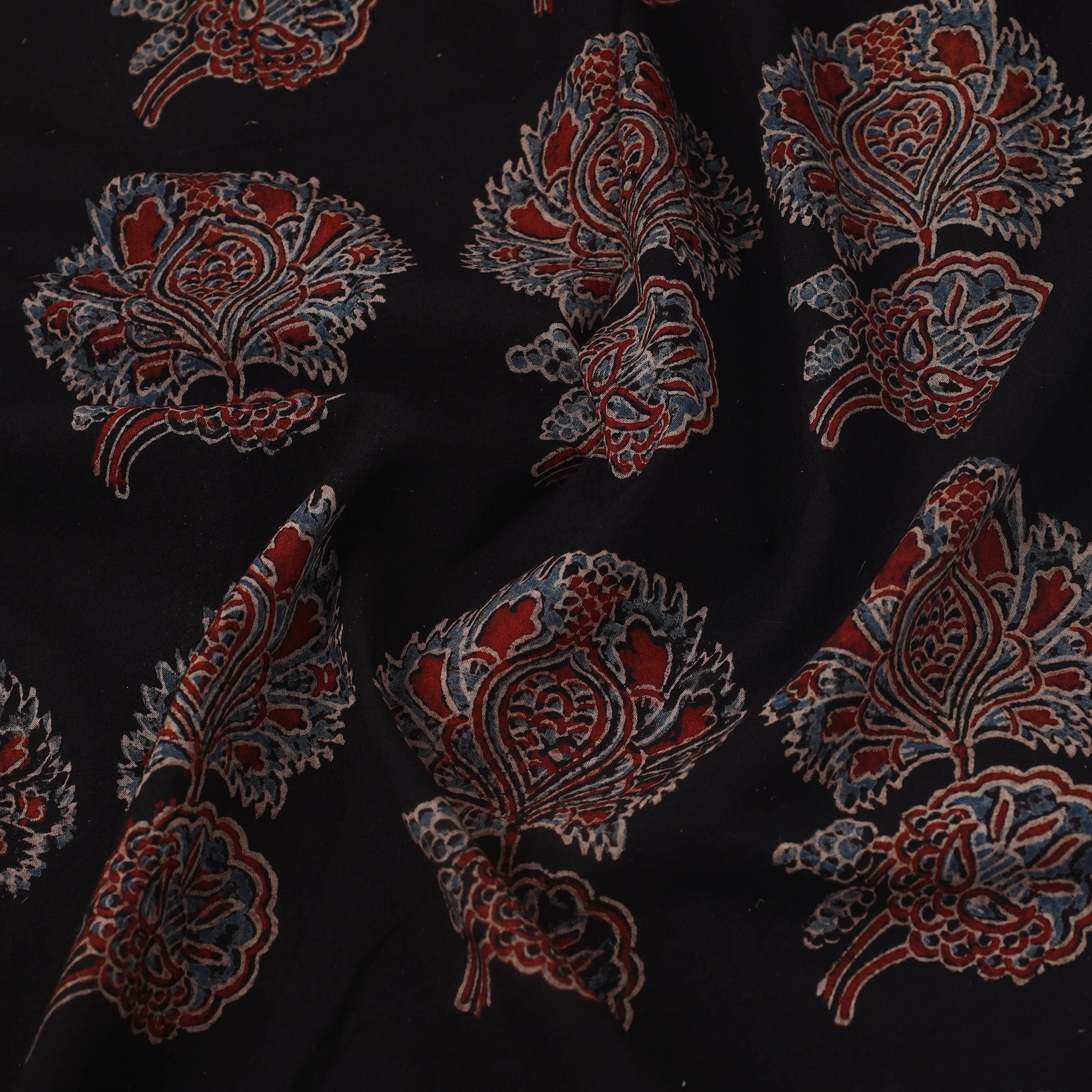 KACHCHH JI CHHAAP Black - Block Print Cotton Natural Dyed Ajrakh Fabric 66 - view 3