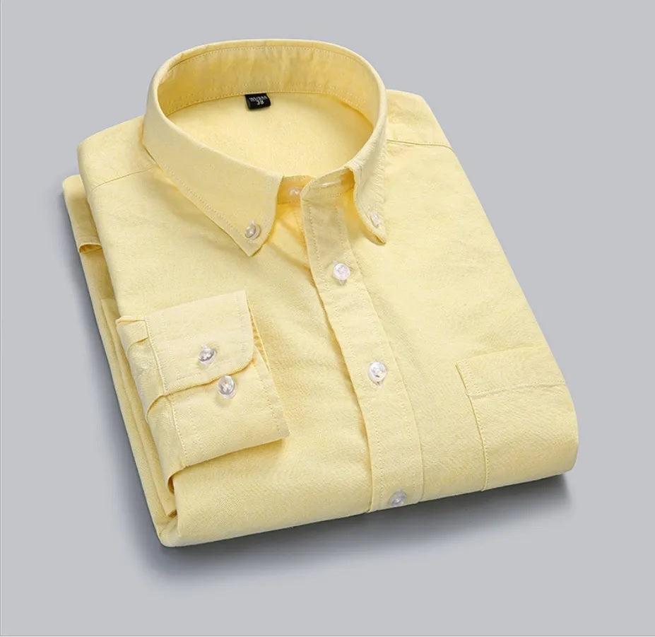 BlackTree Frankshop Classic Pure Cotton Blend Lemon Color Solid Shirts