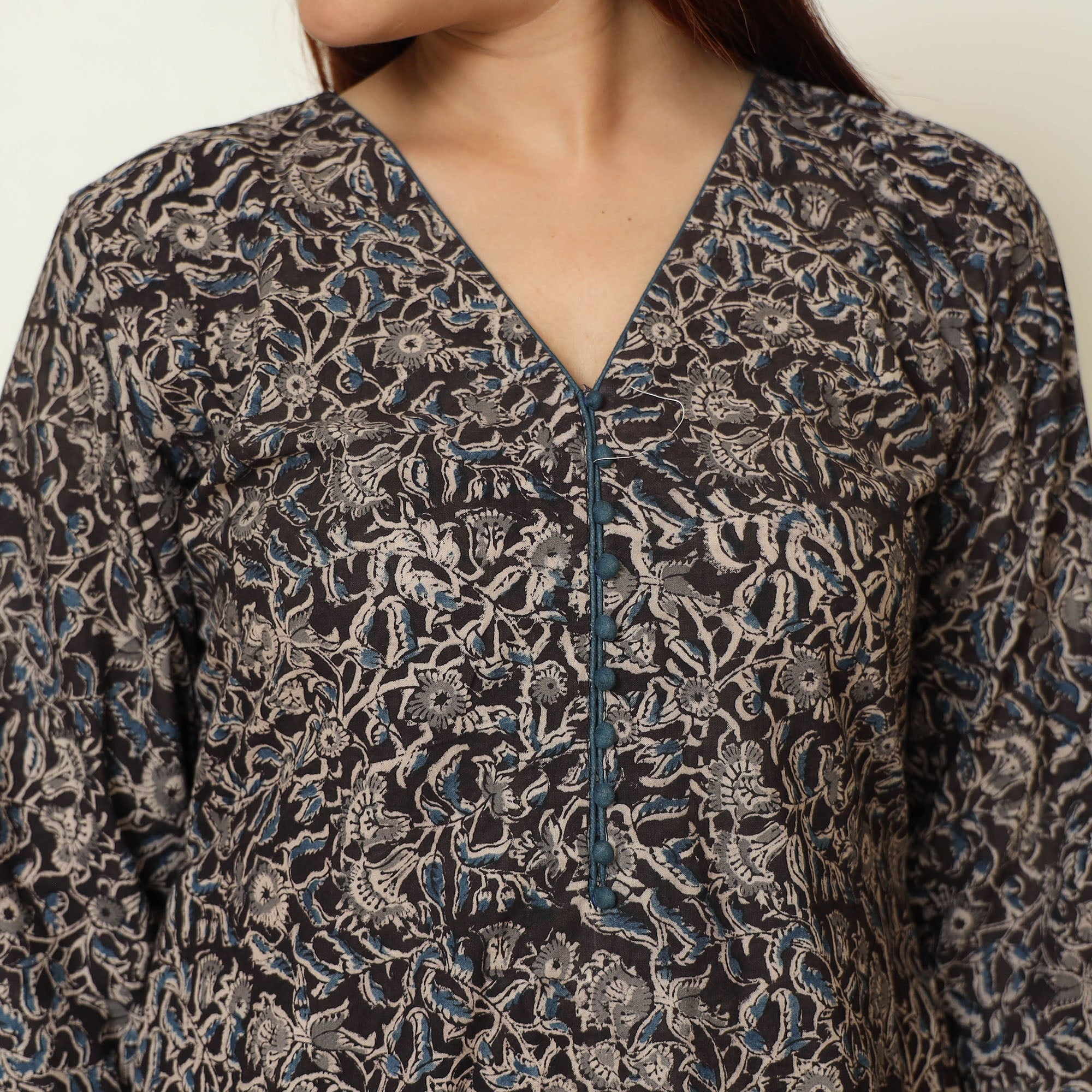 ITOKRI CASUALS Black - Pedana Kalamkari Block Printed Cotton Kurta with Palazzo & Dupatta Set 11 - view 5