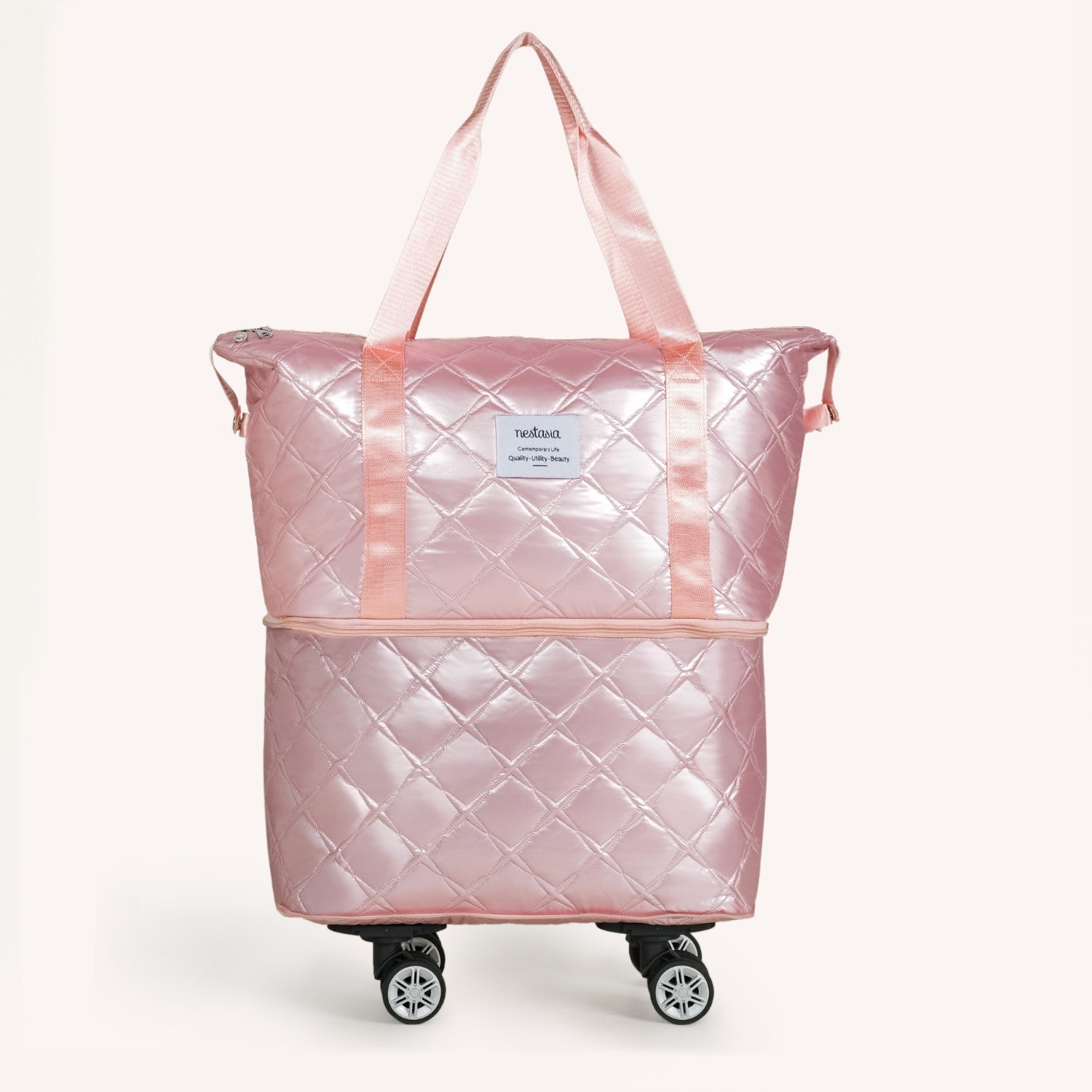 Nestasia Movo Adjustable Travel Bag With Detachable Wheels Pearl Pink
