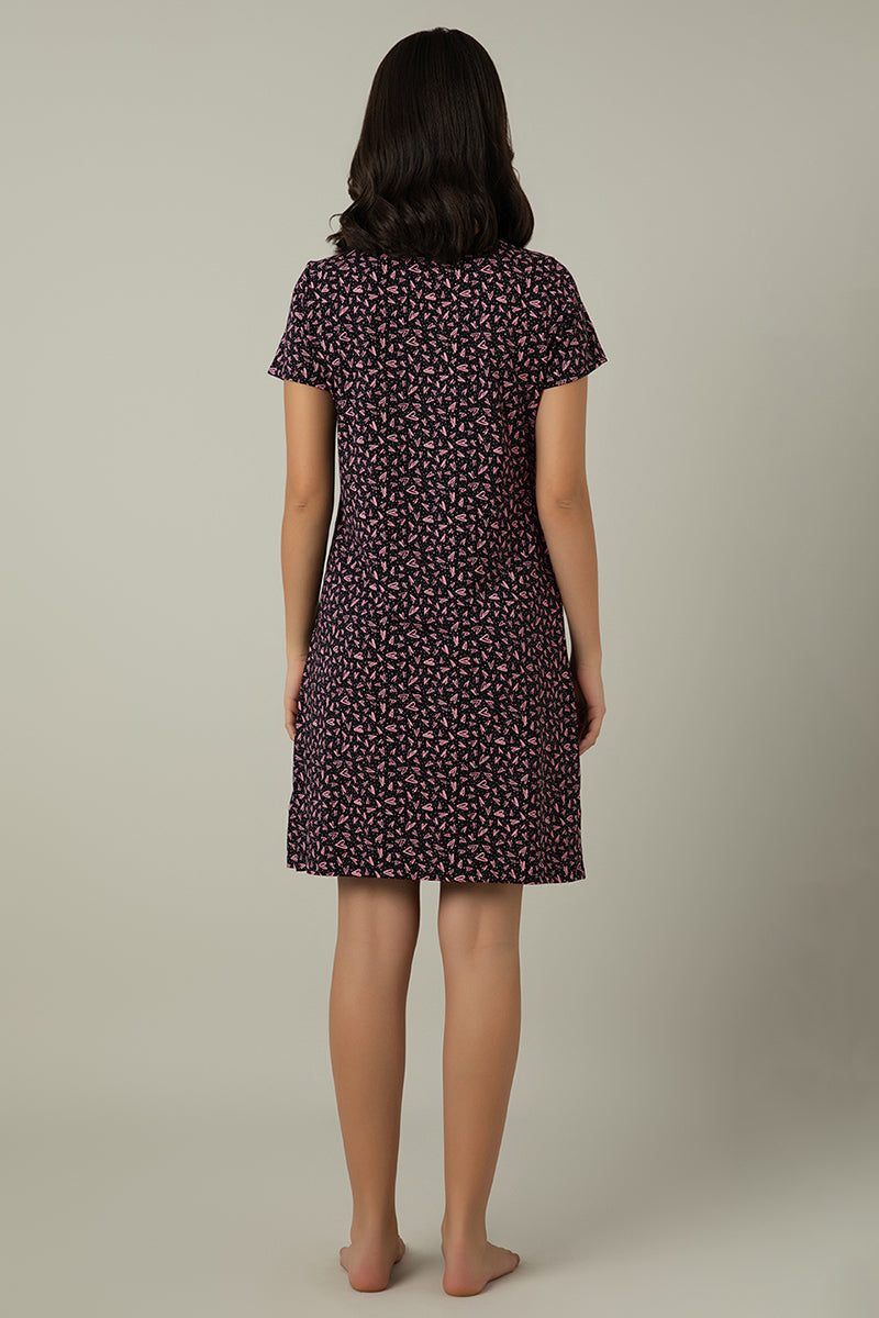 Amante Comfort Sleep Dress - Polka Heart Print - view 3