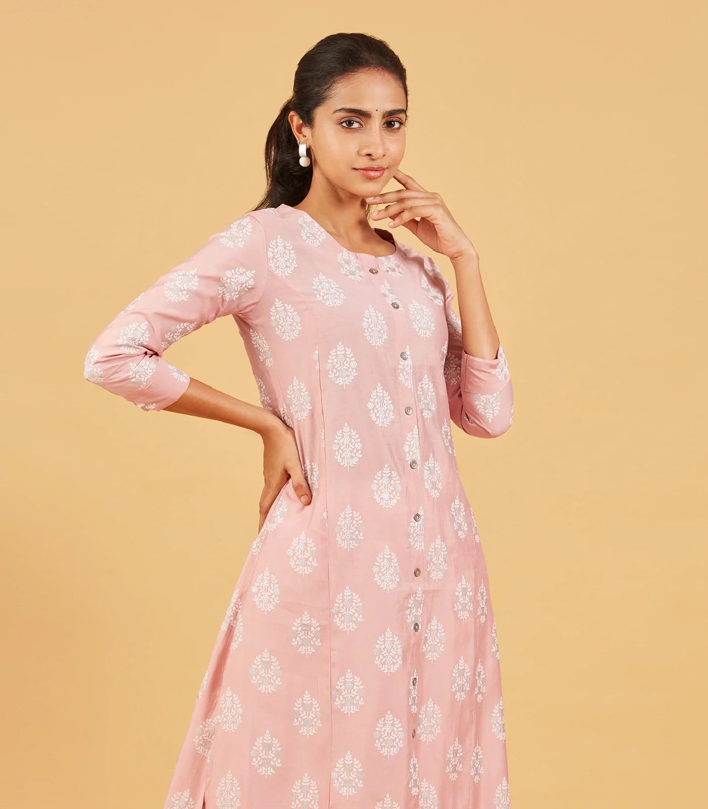 RmKV Peach Printed Kurta