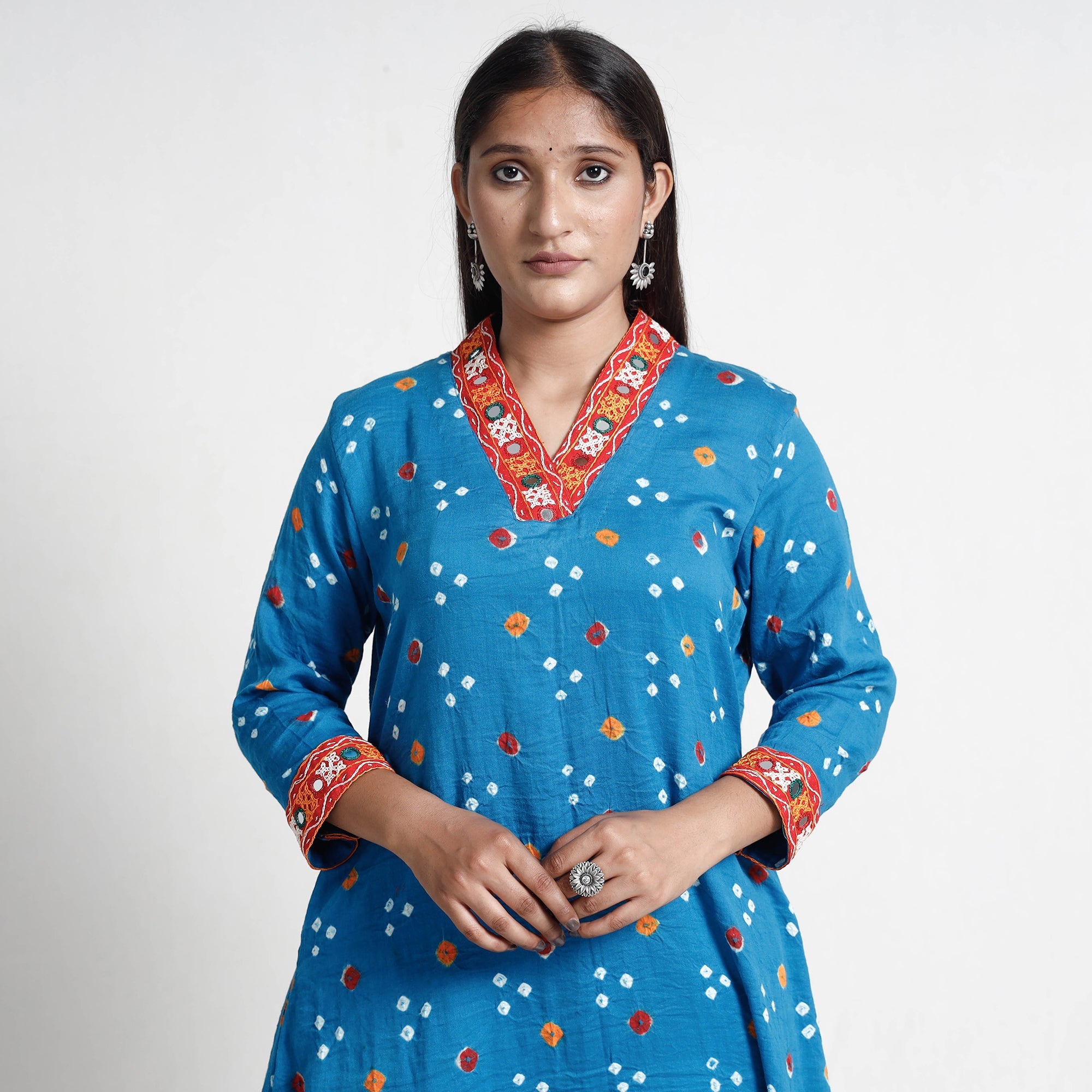 ITOKRI CASUALS Blue - Bandhani Tie-Dye Cotton A-Line Kurta