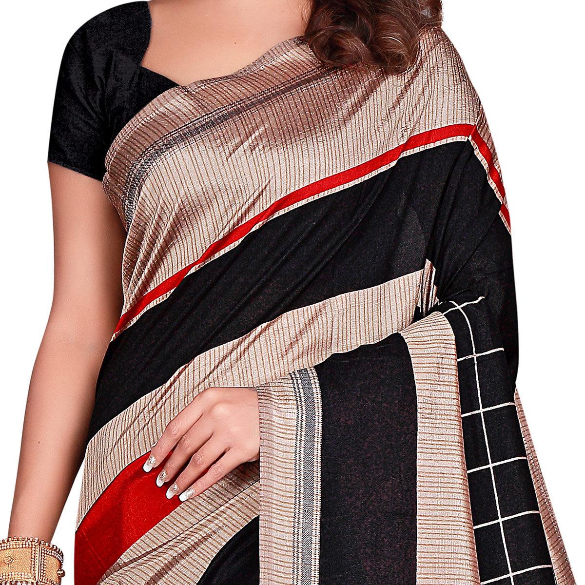 Peachmode Mesmerising Black Colored Casual Wear Printed Art Silk Saree - view 2