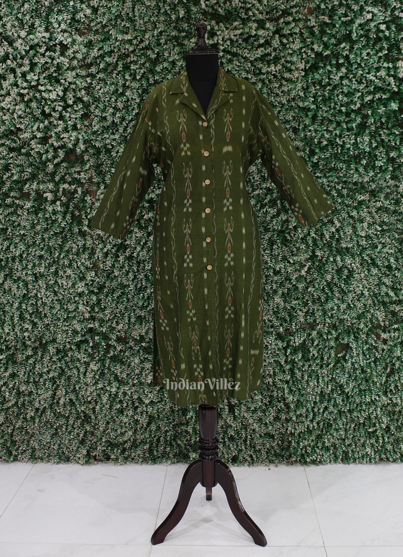 IndianVillèz Green Sambalpuri design Odisha Ikat Designer Cotton Kurti for Women