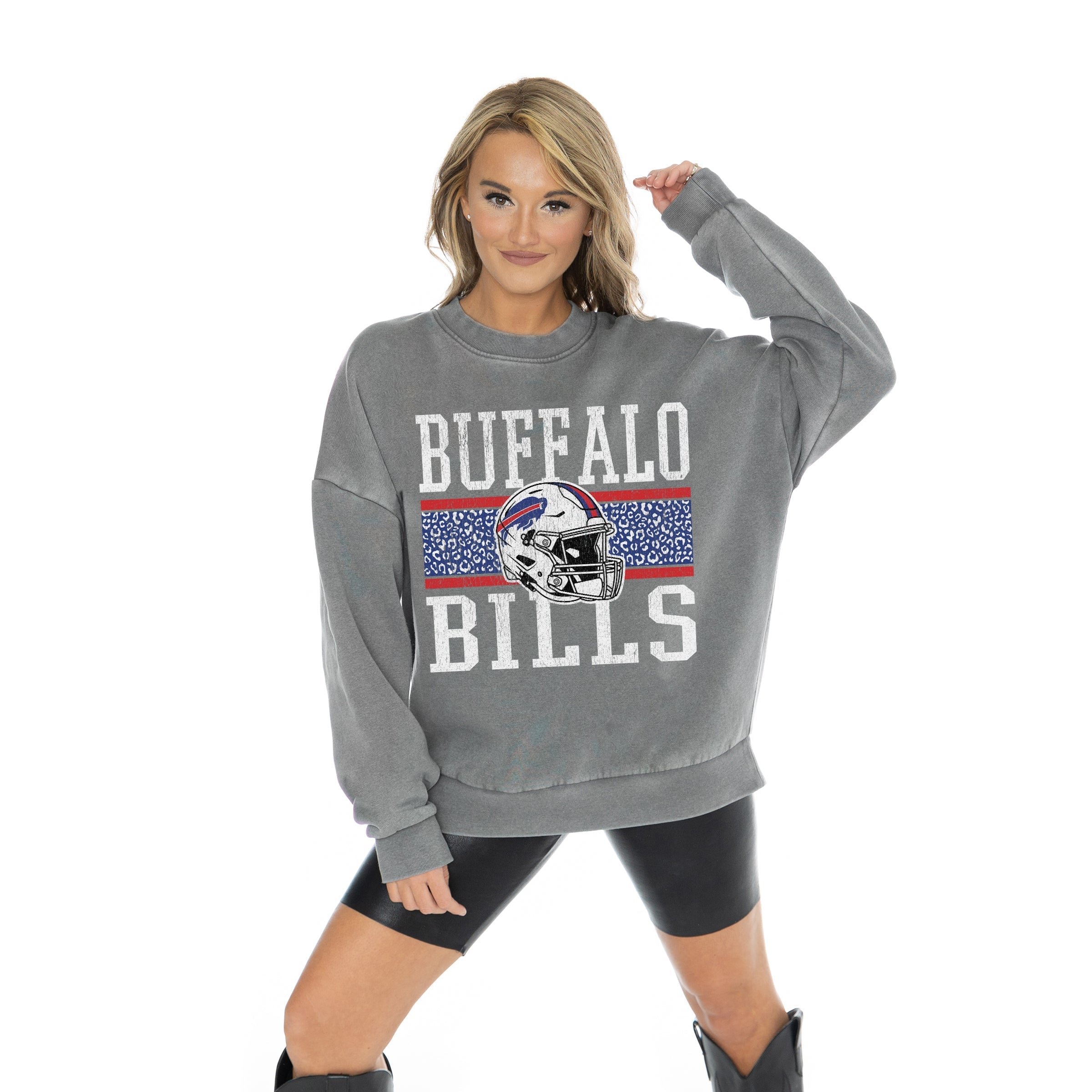 GC X NFL Buffalo Bills In The Wild Vintage Wash Oversized Crewneck Fleece - view 3