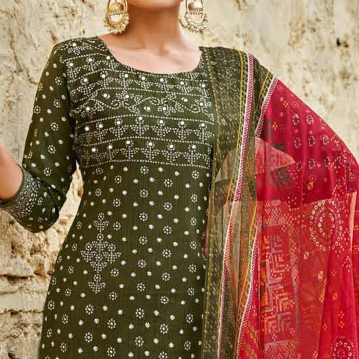 BlackTree green-printed-pure-cotton-suit - view 2