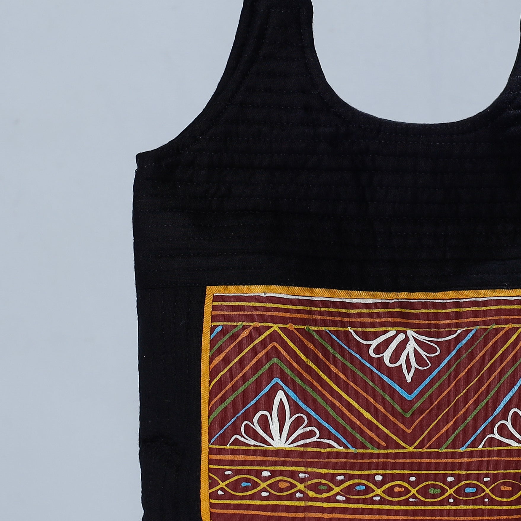 ROGAN ART PAINTING BY JABBAR KHATRI Black - Traditional Rogan Hand Painted Mashru Shoulder Bag - view 2