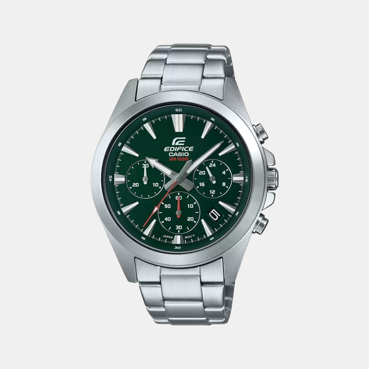 Casio Edifice Men Quartz Green Dial Chronograph Stainless Steel Watch ED546