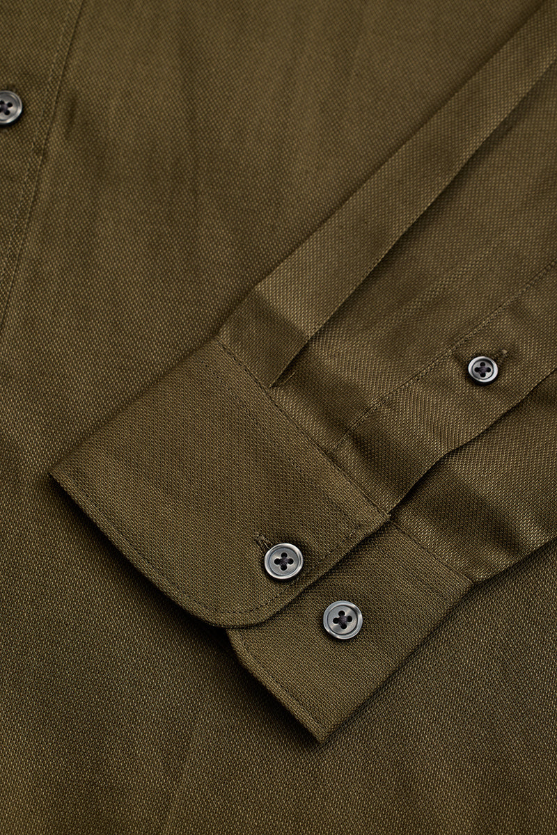 SNITCH Olive Solid Oxford Shirt - view 8