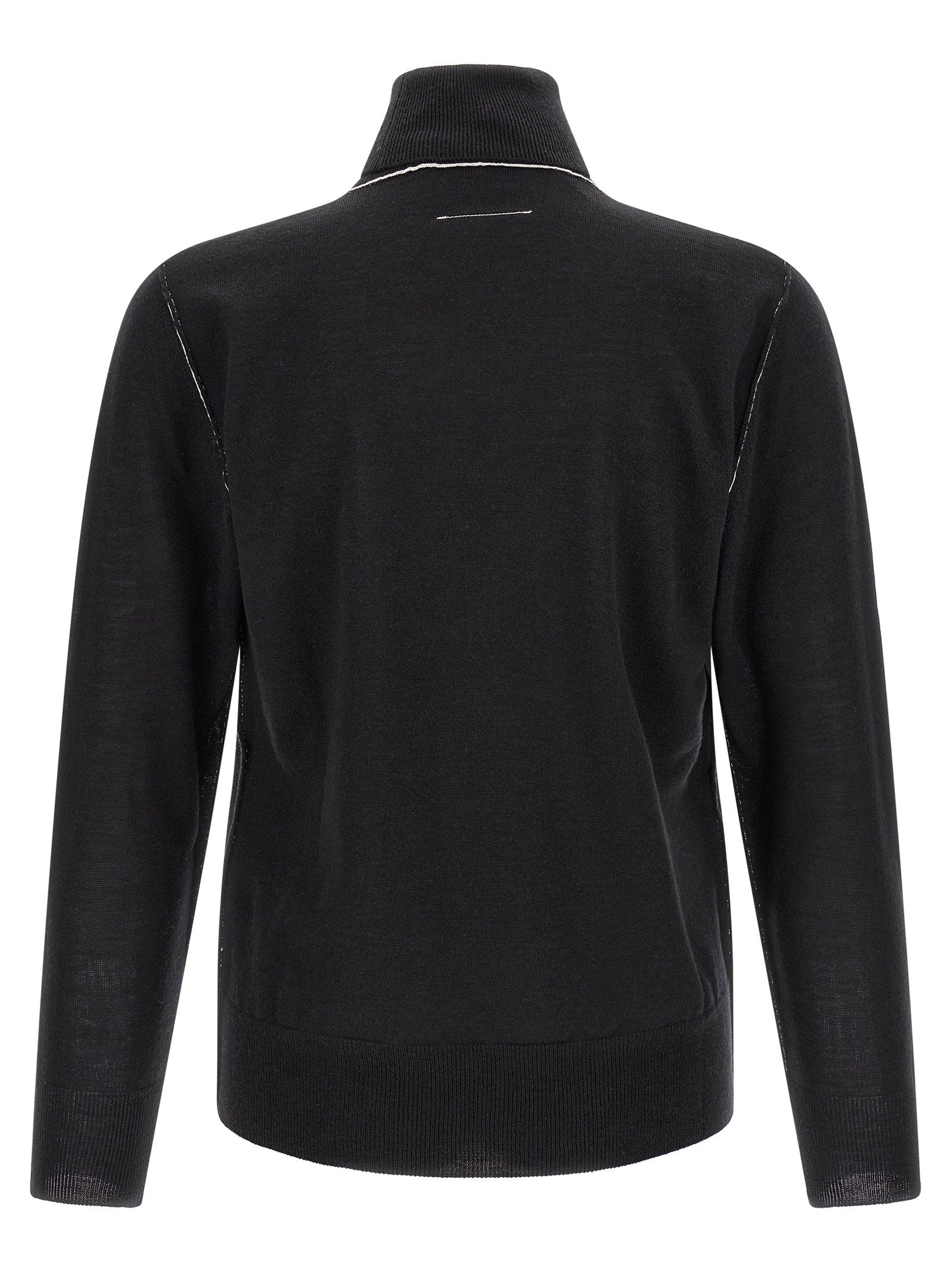 Mm6 Maison Margiela Turtleneck Sweater With Contrast Stitching - view 2