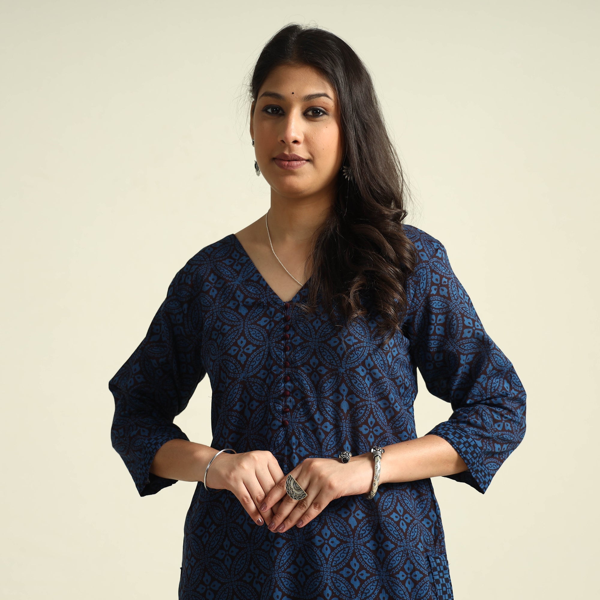 ITOKRI CASUALS Blue - Bagh Block Printed Cotton Kurta with Palazzo Set - view 2