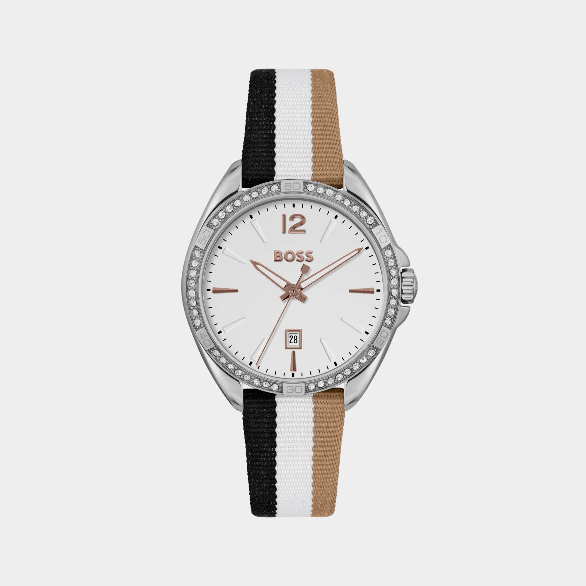 Boss Felina Women Quartz White Dial Analog Nylon Watch 1502645