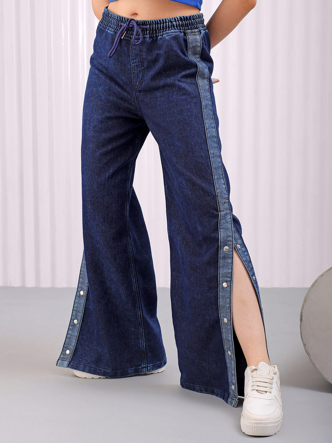 Freehand By The Indian Garage Co Women's Solid Flared High Rise Five Pocket Jeans