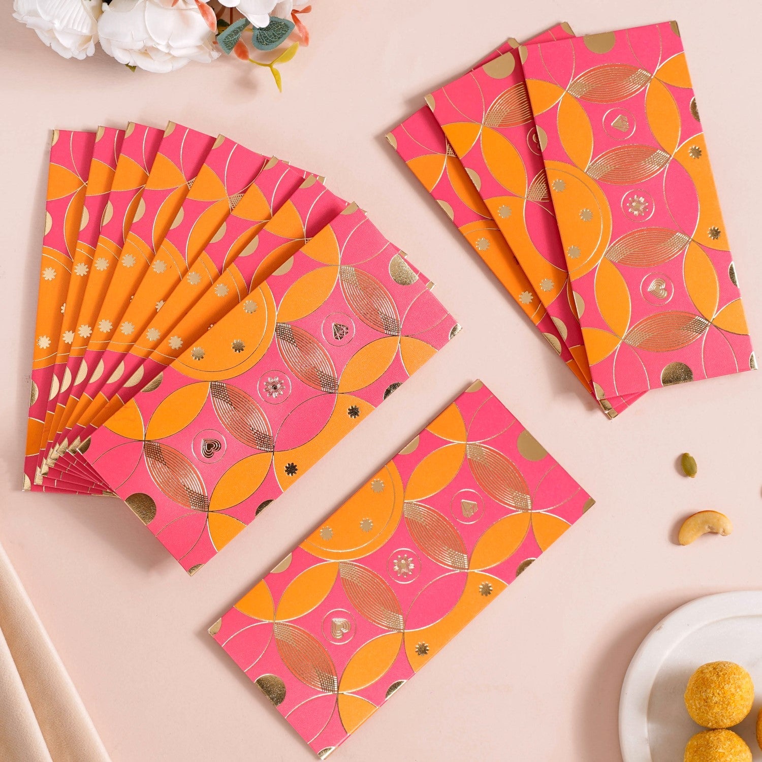 Nestasia Geometric Luxury Shagun Envelope For Birthdays Set Of 12 Hot Pink