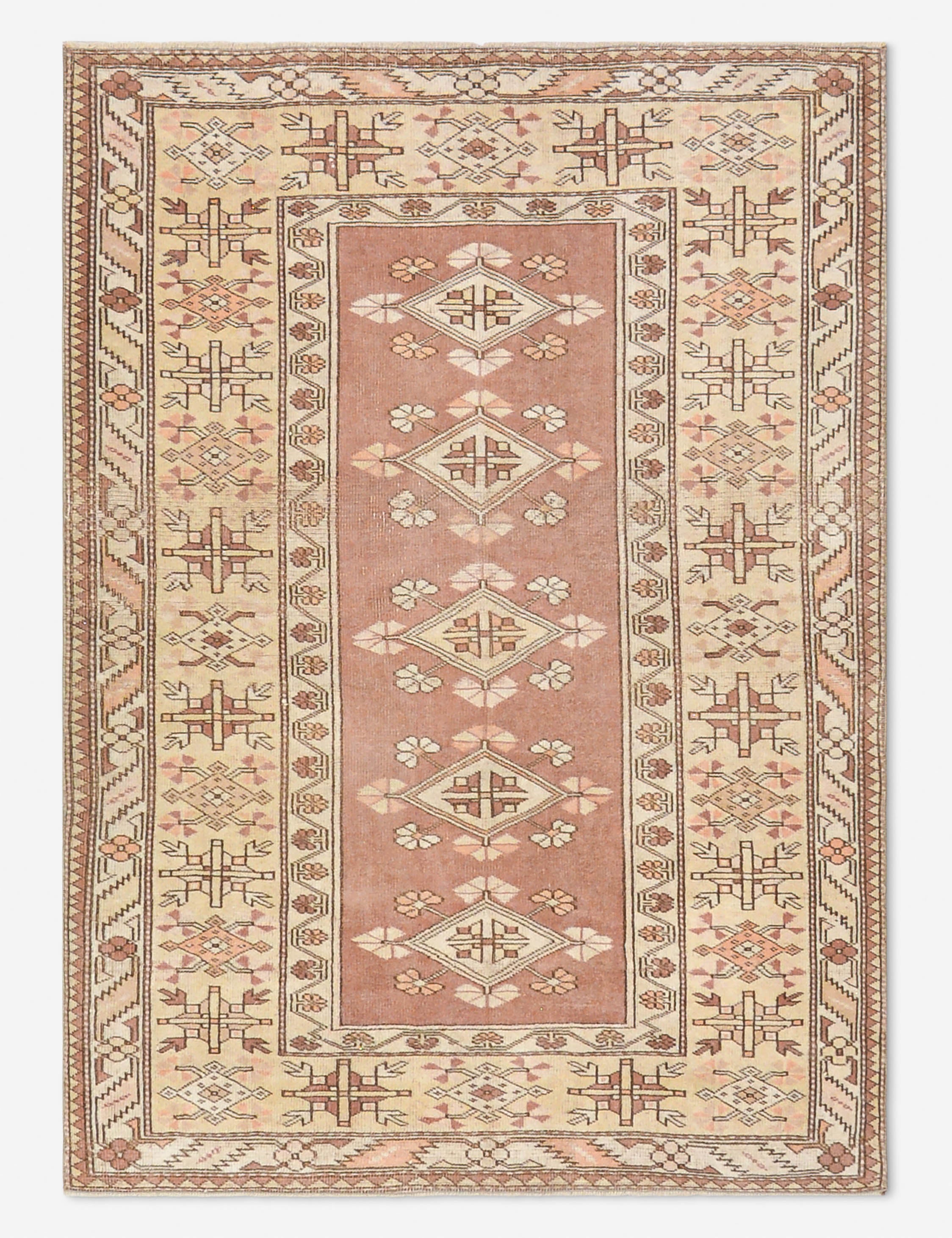 Lulu and Georgia Vintage Turkish Hand-Knotted Wool Rug No. 496, 4' x 5' 6"