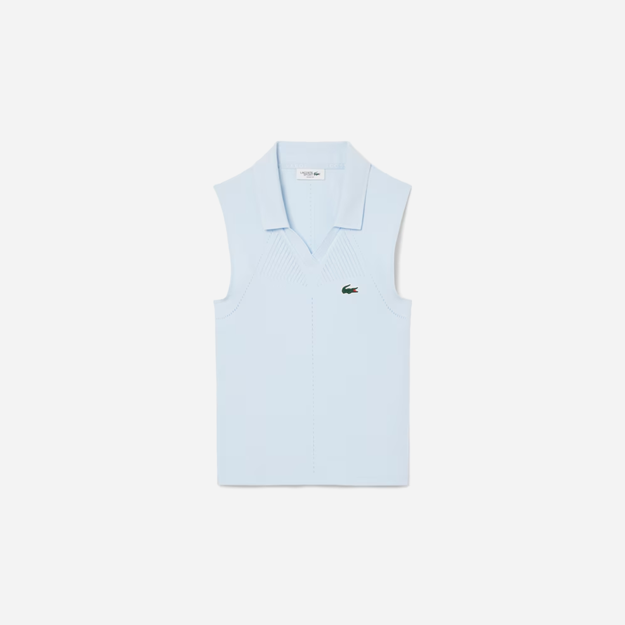 Lacoste Women's Sleeveless Stretch Knit Tennis Polo Light Blue