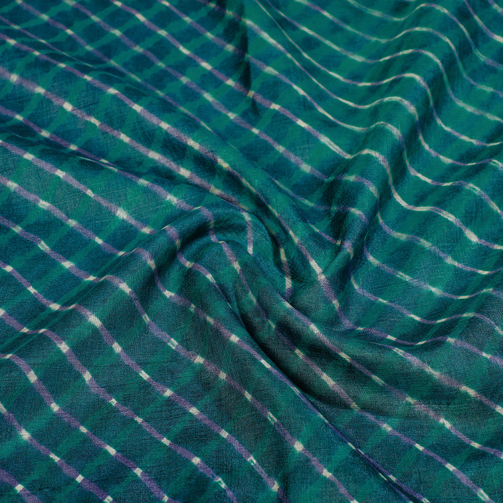 LEHARIYA BY BADSHAH MIYAN Green - Leheriya Tie-Dye Mothra Tussar Silk Handloom Stole with Tassels - view 2