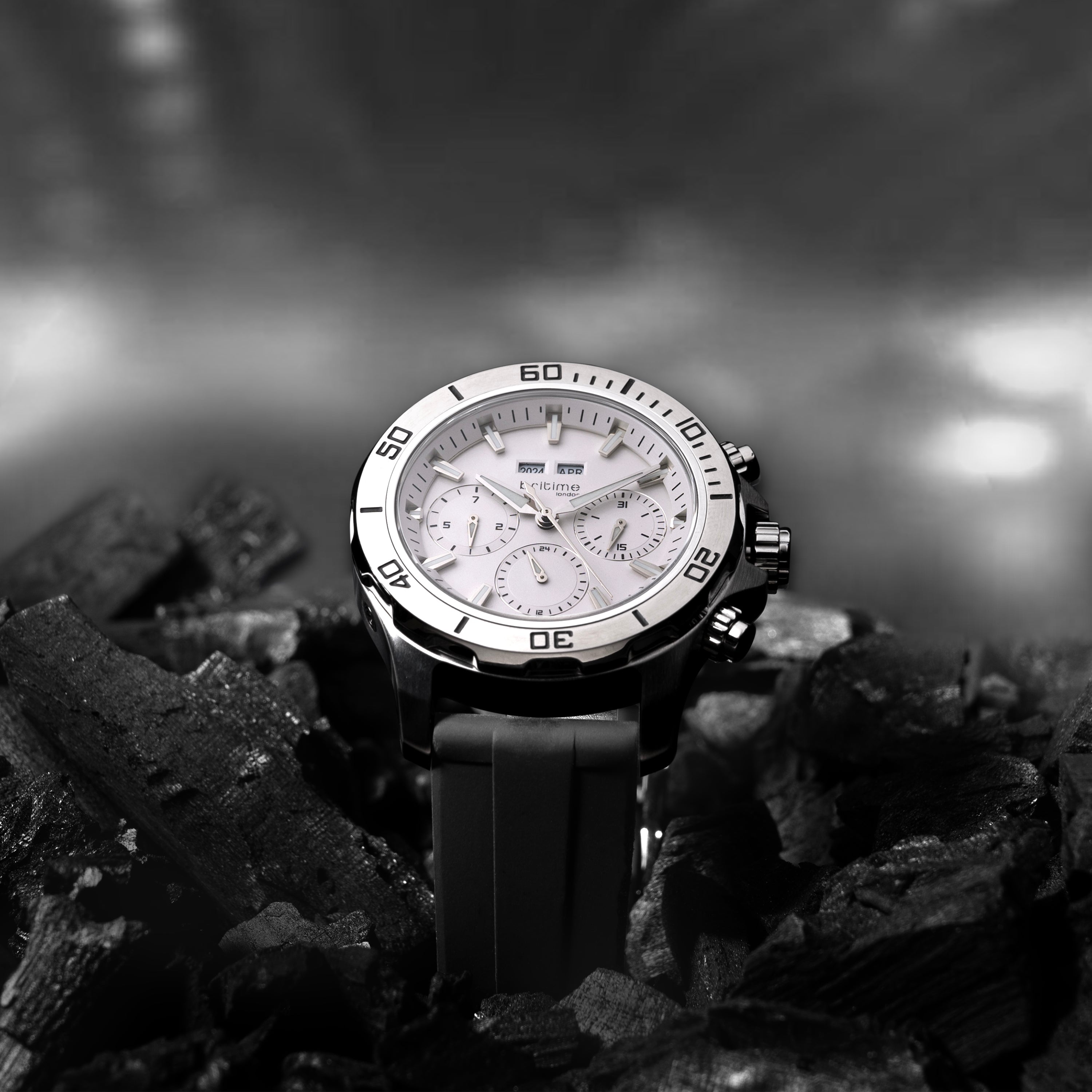 Britime Equinox Men Automatic Silver Dial Chronograph Leather Watch 562-P10306 - view 2