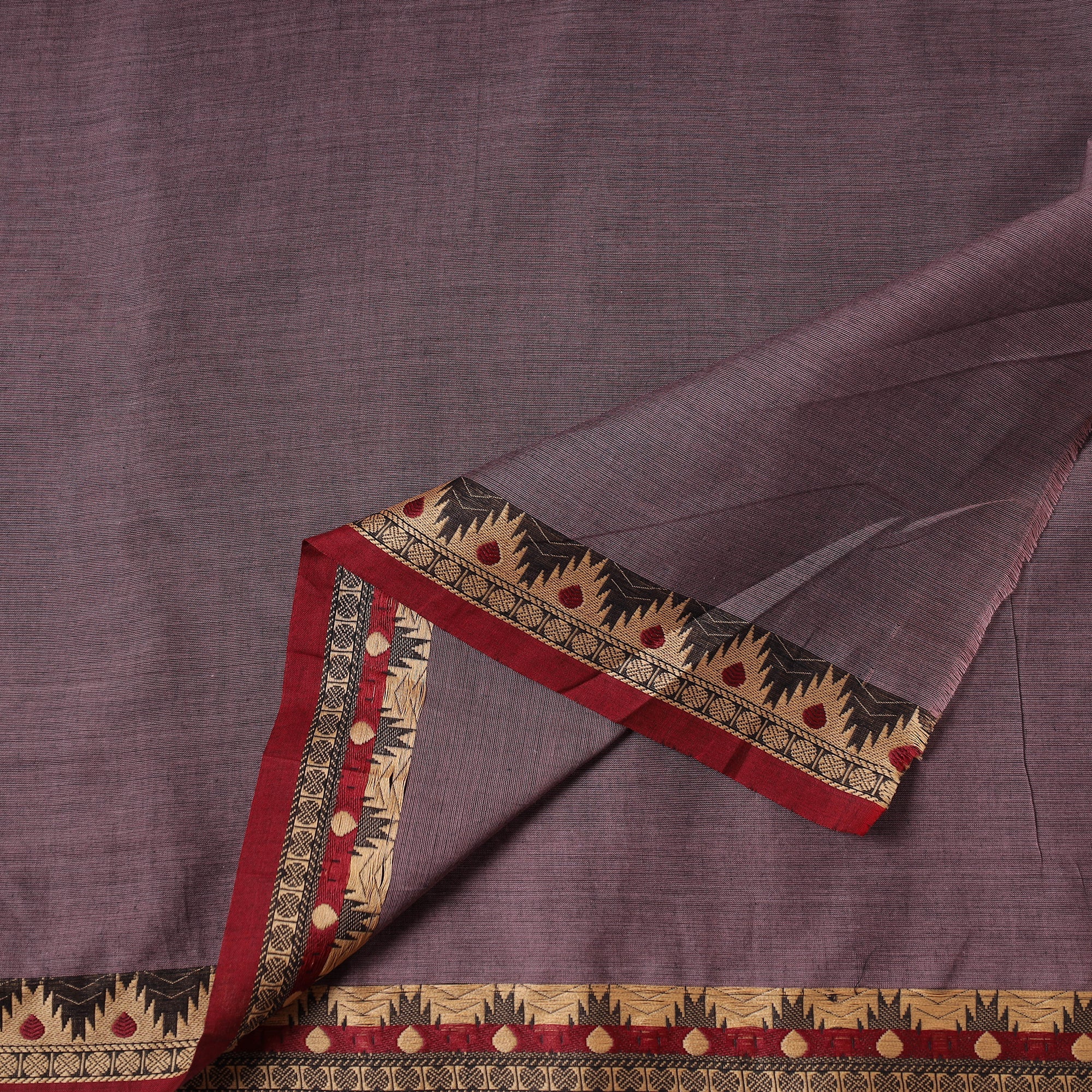 SOUTH KARGHA Brown - Kanchipuram Cotton Fabric with Zari Border - view 3