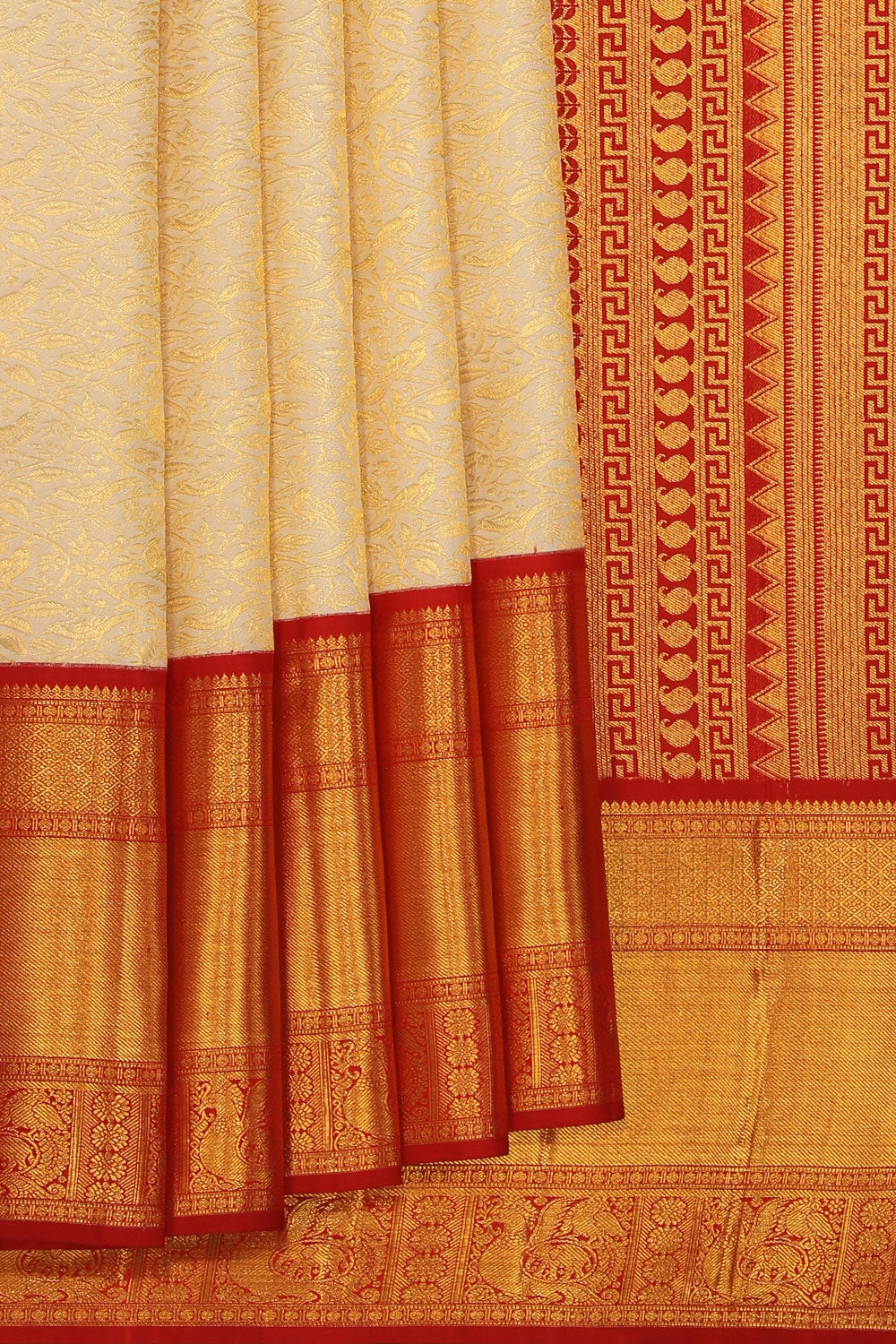 Kalanjali Kanchipattu An Ethereal Pearl Off-White Saree