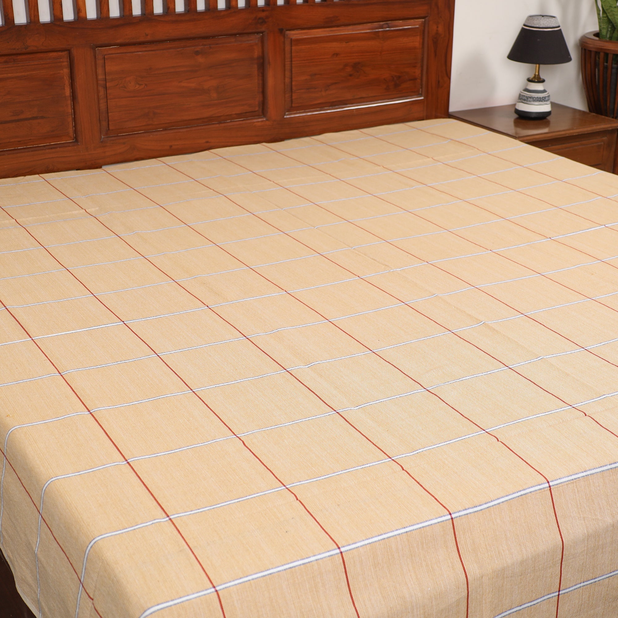 GWALIOR HANDLOOMS Beige - Pure Handloom Cotton Double Bed Cover (108 x 90 in) 11 - view 2