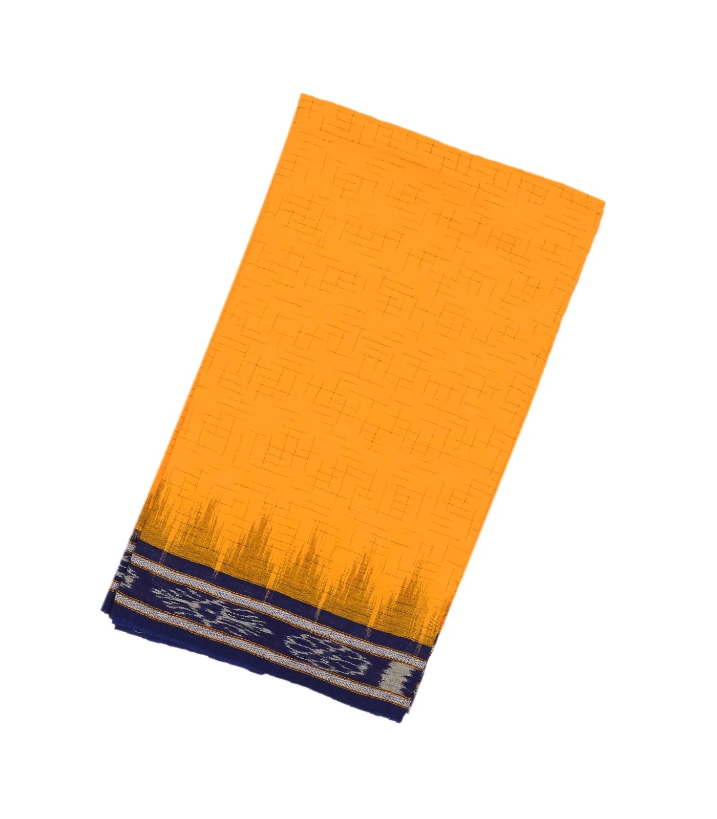 RmKV Mustard Handloom Orissa Cotton Saree With Purple Border