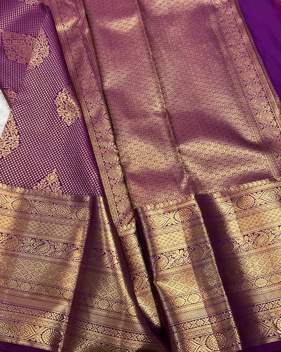 Aayna Precious Purple Soft Banarasi Silk Saree With Ebullience Blouse Piece - view 4