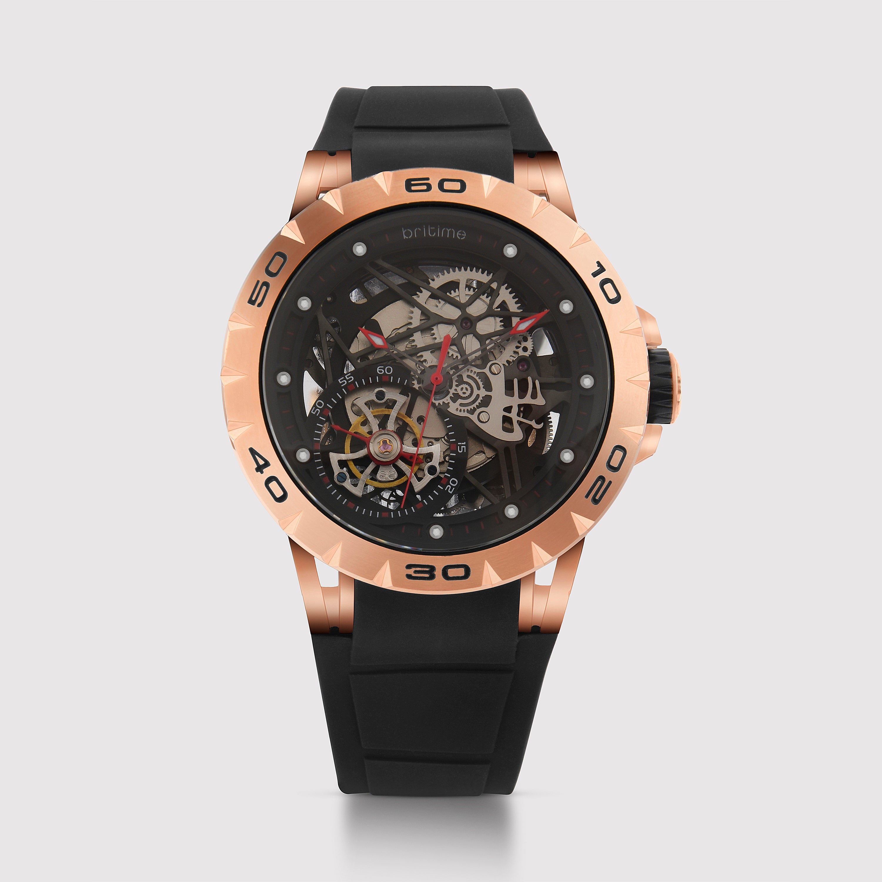Britime Crescent Men Automatic Black Dial Analog Silicone Watch 227-P30406