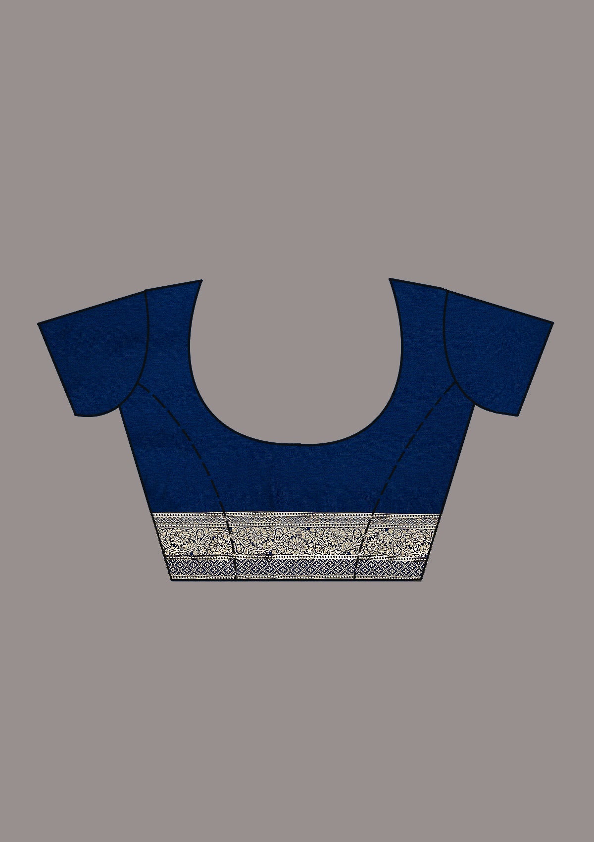 Koskii Navy Blue Zariwork Semi Crepe Saree – Women's - view 6