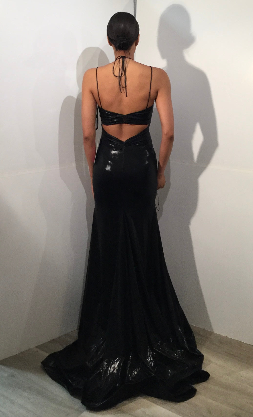 Pleather Fitted Sleeveless Slit Gown by Jovani 43421 - view 3